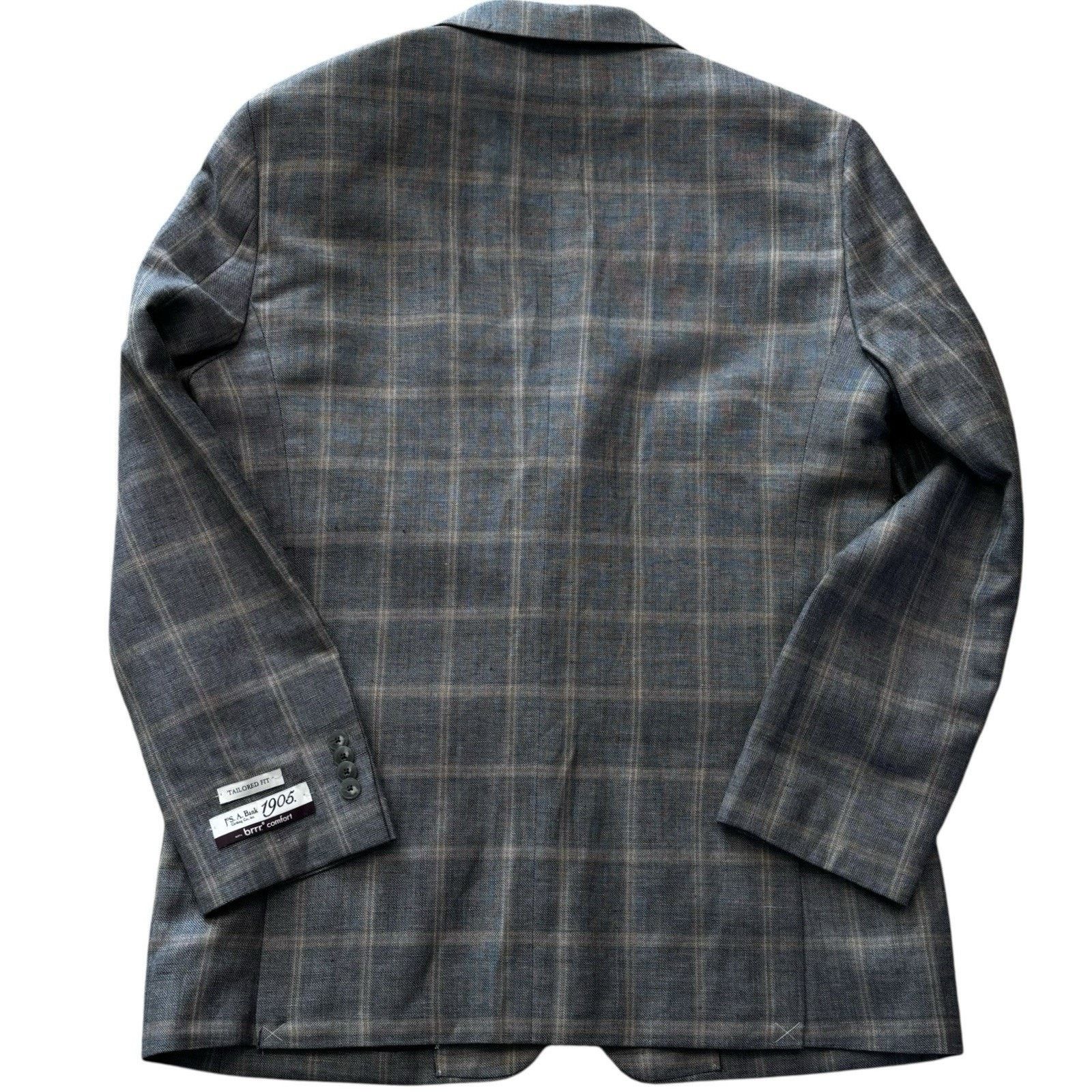 Jos. A. Bank Jos A Bank Brrr Sport Coat 40R Tailore Gray Plaid Silk Linen Size 40R - 2 Thumbnail