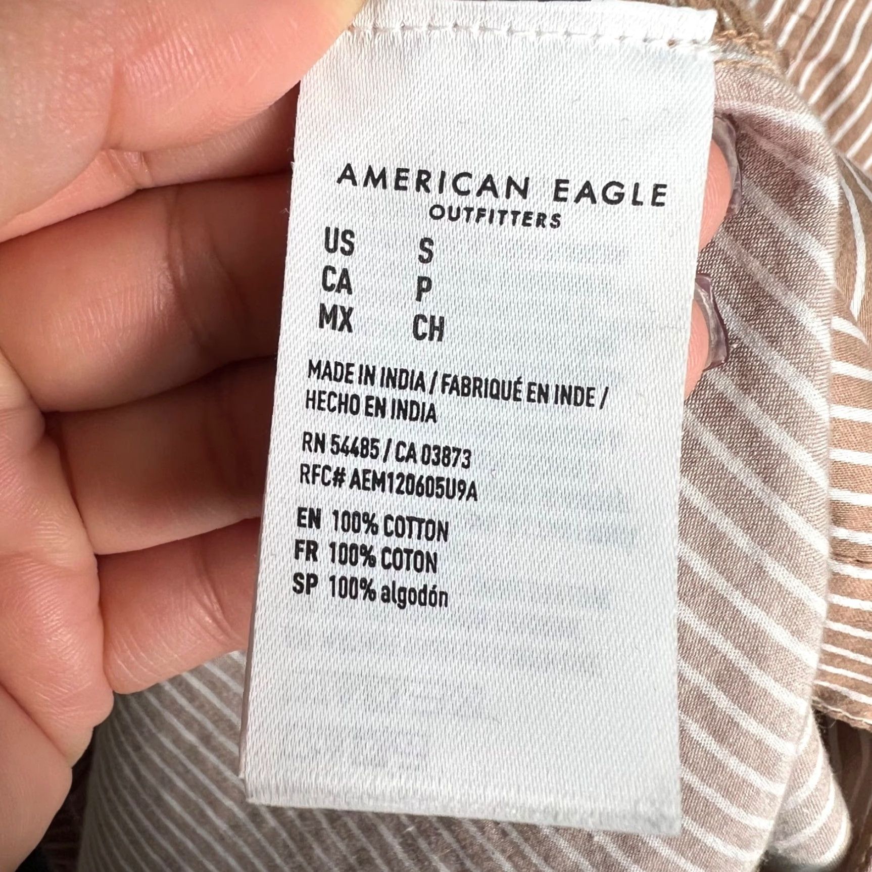 American Eagle Outfitters American Eagle Shirt Womens Size Small Striped Button-Down Brown Long Sleeve Size S / US 4 / IT 40 - 4 Thumbnail