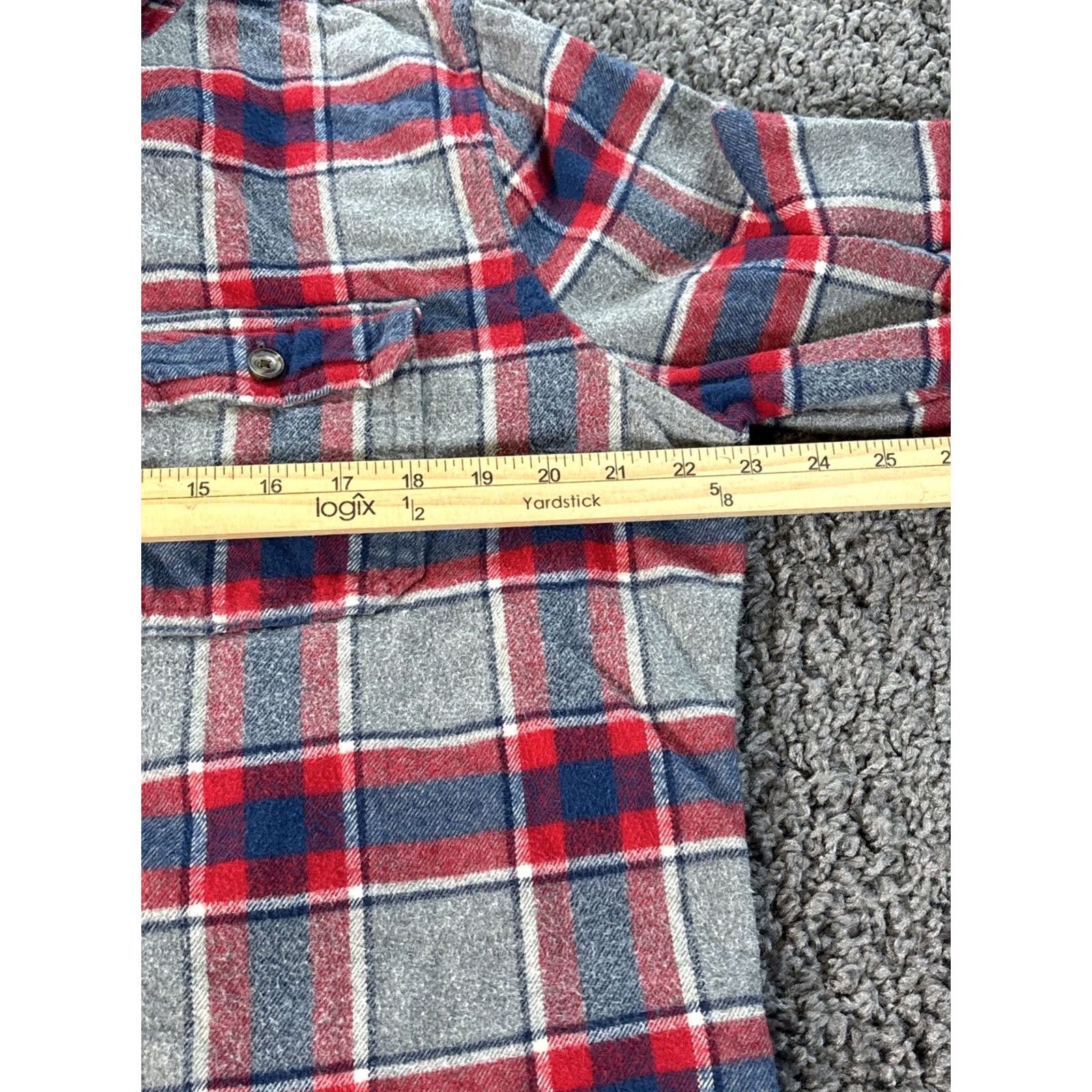 Abercrombie & Fitch Abercrombie & Fitch Plaid Button-Up Shirt Mens XL Red Black Check Flannel Cotton Heavy Chamois Long Sleeve Regular Fit All Seasons Size US XL / EU 56 / 4 - 3 Thumbnail