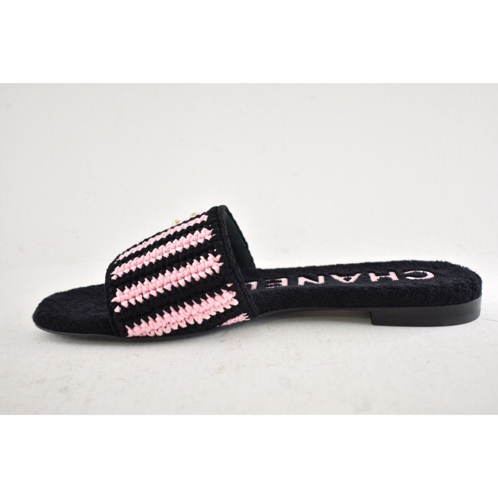 Chanel Chanel 24M Black Pink Crochet Stripe Camellia Flower Logo Size US 9 / IT 39 - 19 Thumbnail