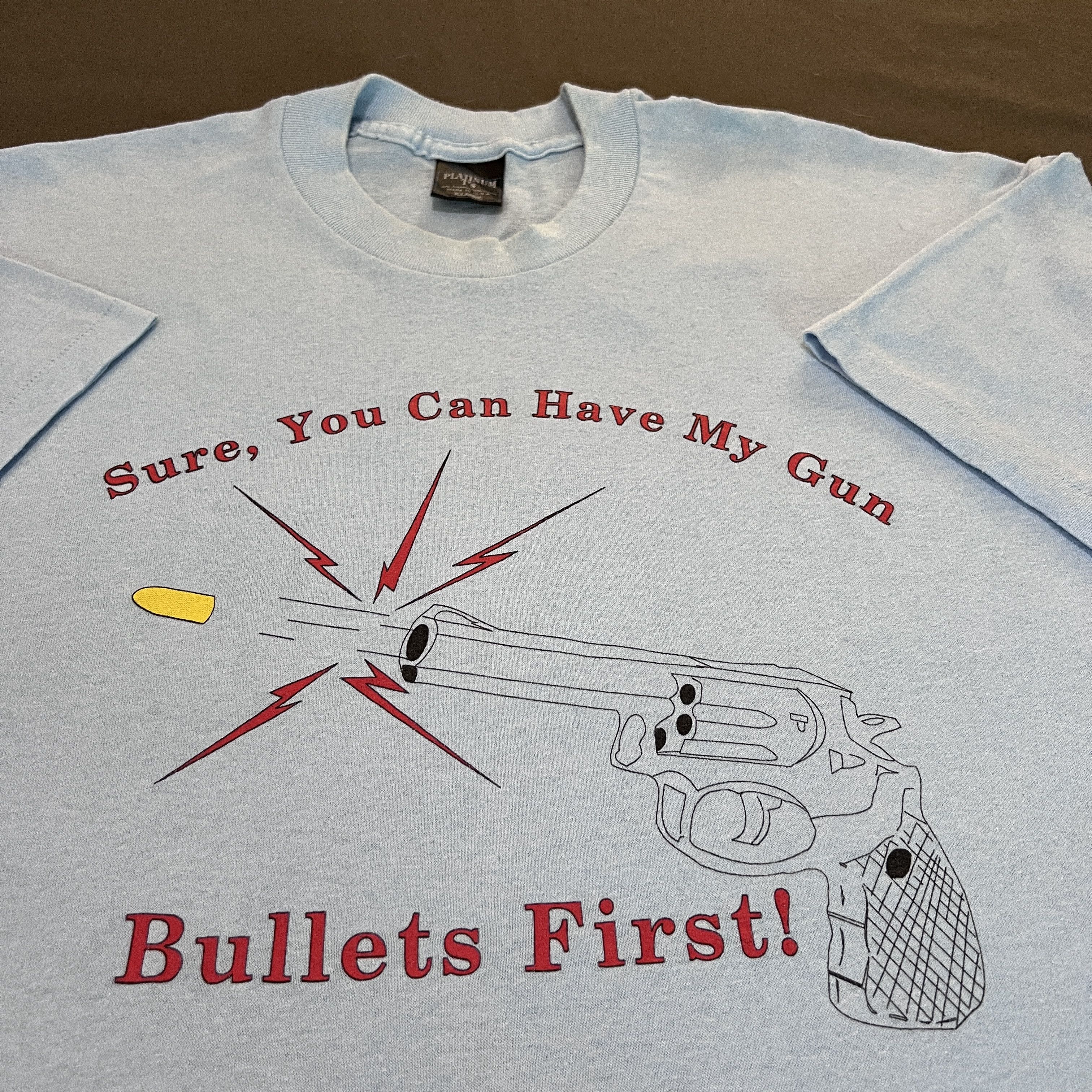Vintage Vintage 90s Bullets First Gun Promo Tee XL 911 Size US XL / EU 56 / 4 - 1 Thumbnail