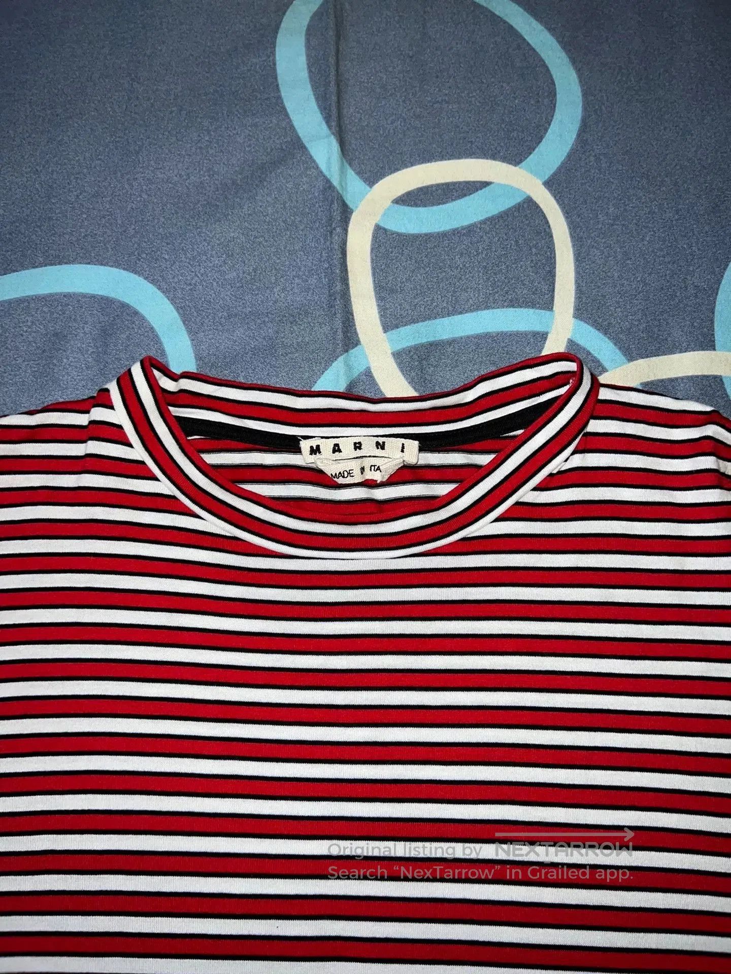 Marni Marni Red White Stripe Embroidered Slogan T-shirt. Size US M / EU 48-50 / 2 - 3 Thumbnail