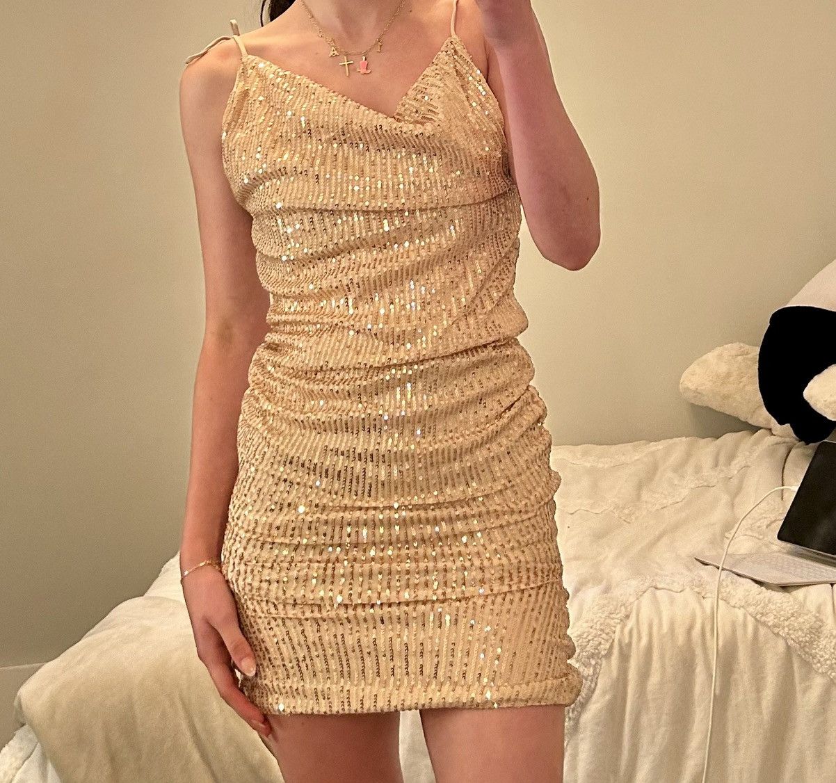 Other Hello amolly pink sequins mini dress with cowl neck Size XS / US 0-2 / IT 36-38 - 1 Thumbnail