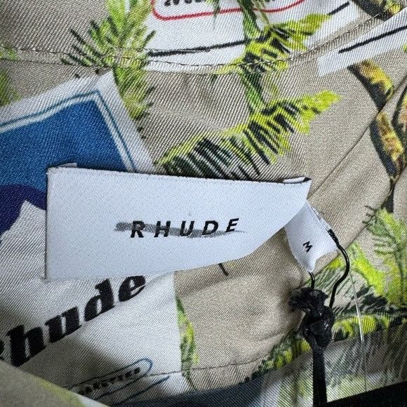 Rhude Rhude Cigarette-Print Silk Shirt Taupe Multi Men’s Size Medi Size US M / EU 48-50 / 2 - 3 Thumbnail