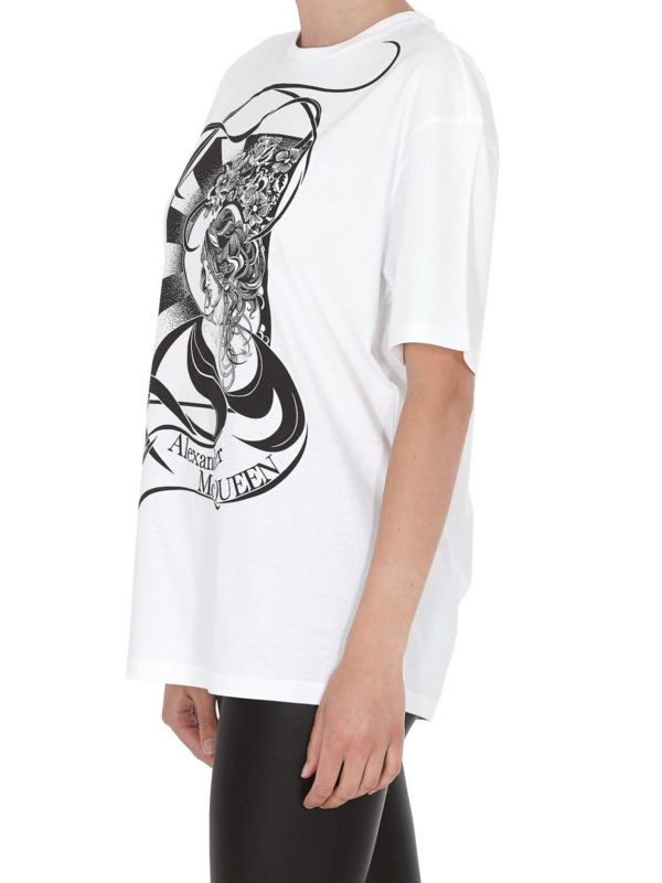 Alexander McQueen o1y0325 T-Shirt in Black & White Size XS / US 0-2 / IT 36-38 - 2 Thumbnail
