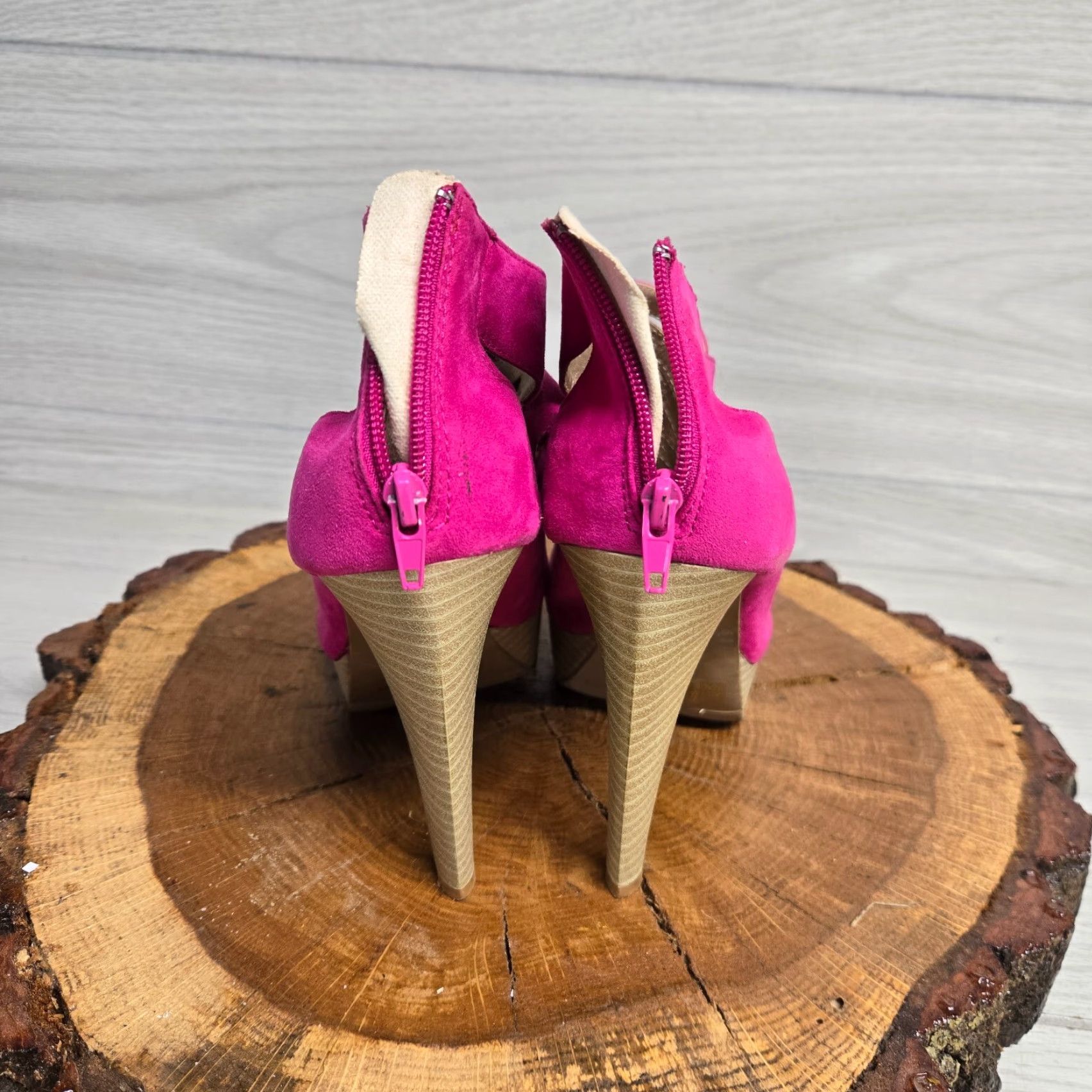 Vintage VINTAGE Charlotte Russe Women’s Platform Heel Shoes Size 8 Pink Peep Toe Zipper Stiletto 5" Shoes Size US 8 / IT 38 - 3 Thumbnail