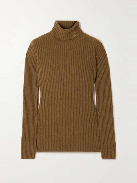Saint Laurent Paris CASSANDRE Ribbed Wool and Cashmere-blend Turtleneck Sweater Size XXL / US 16-18 / IT 52-54 - 1 Preview