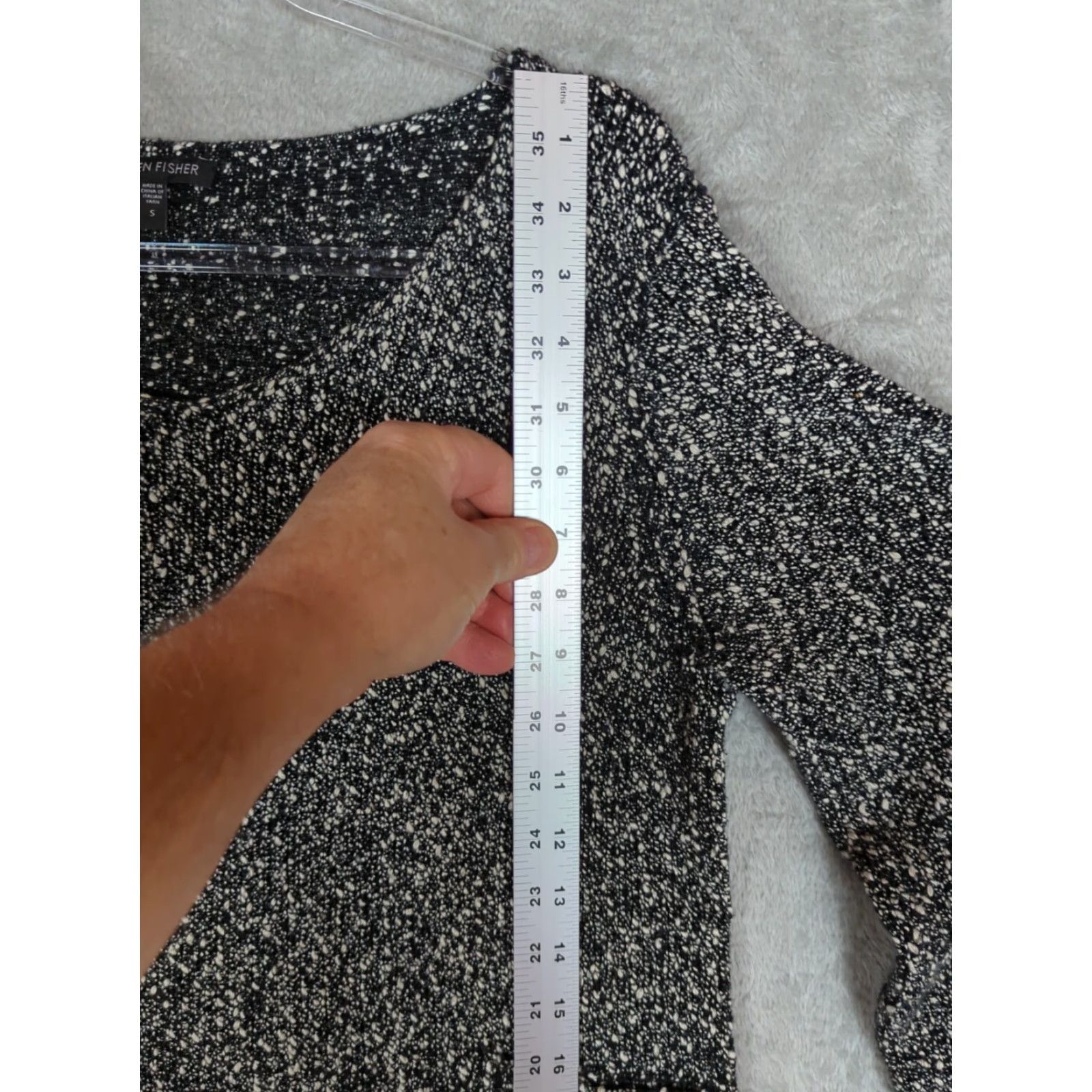 Eileen Fisher VINTAGE Eileen Fisher Sweater Womens Small Cotton Black And White Flecks Boxy Pockets Size S / US 4 / IT 40 - 6 Thumbnail