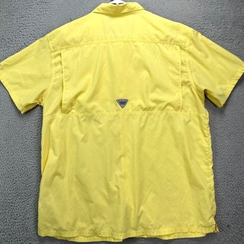 Vintage Columbia PFG Fishing Shirt Mens 2XL Yellow Short Sleeve Button-Up Vented Breathable Lightweight Pocketed 100% Polyester Size US XXL / EU 58 / 5 - 2 Thumbnail