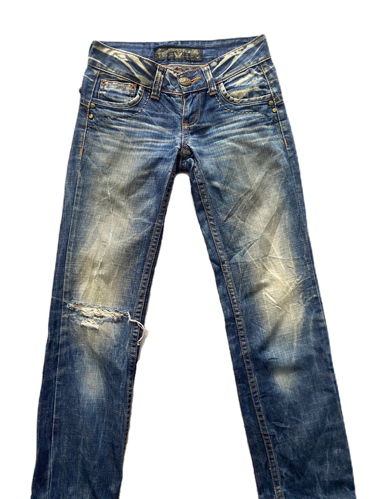 If Six Was Nine × Japanese Brand × Le Grande Bleu (L.G.B.) RED PEPPER SLIM TYPE JAPAN BRAND RIPPED DESIGN RARE STYLE Size US 28 / EU 44 - 3 Thumbnail