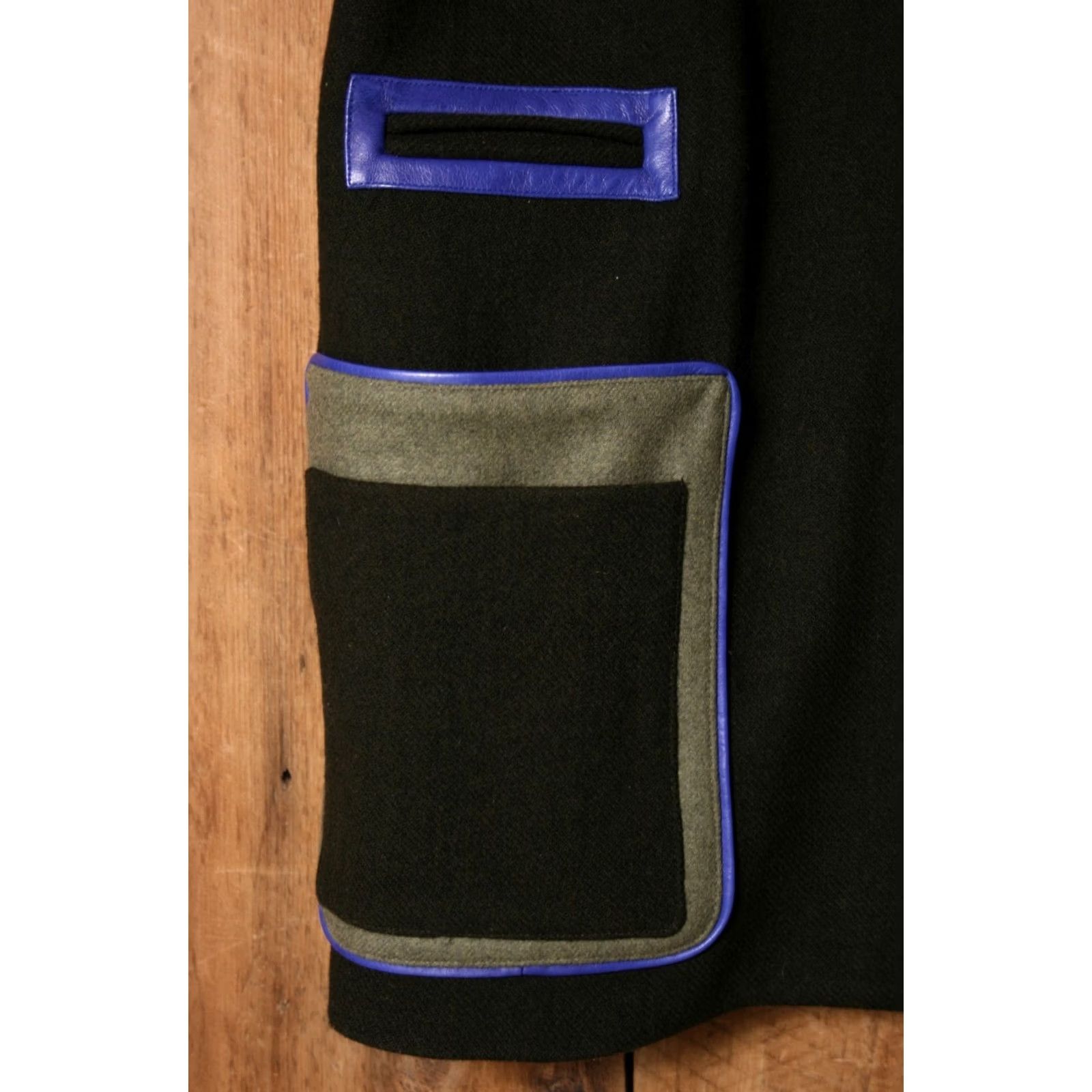 L.A.M.B. L.A.M.B. Coat Wool Dark Green Ultramarine Leather Trimmed Coat Sz. 8 Women Overcoat Mid-Length 33.5" XS? Size M / US 6-8 / IT 42-44 - 5 Thumbnail