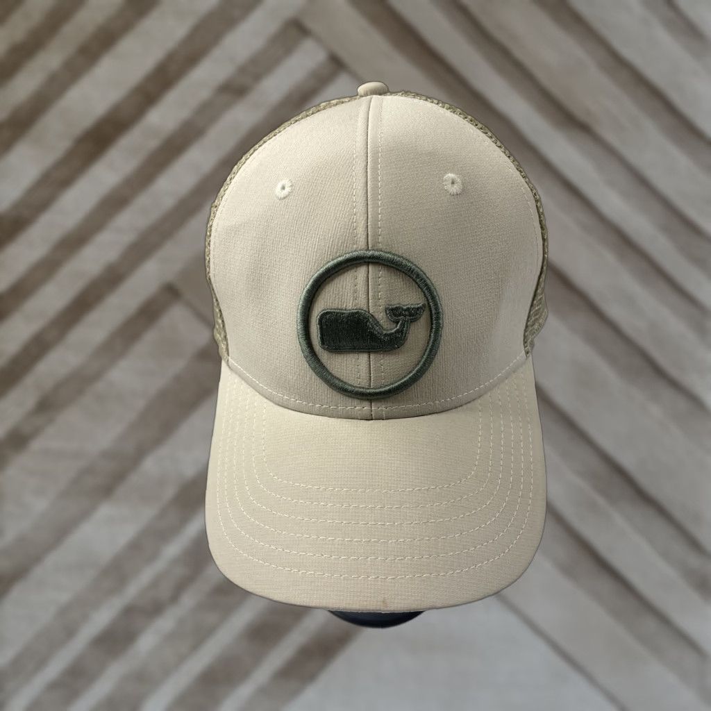 Vineyard Vines Vineyard Vines Trucker Hat Cap One Size Beige Men Whale Performance Cap Brown & Beige (No rips or tears) Size ONE SIZE - 1 Thumbnail