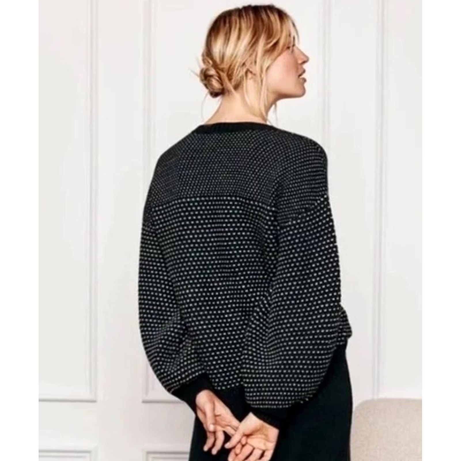 Vintage VINTAGE NWT Summersalt The Luxe Cashmere Wool Blend Mix Stitch Sweater M Black Crew Neck Women Pullover Knit Cap Size M / US 6-8 / IT 42-44 - 3 Thumbnail