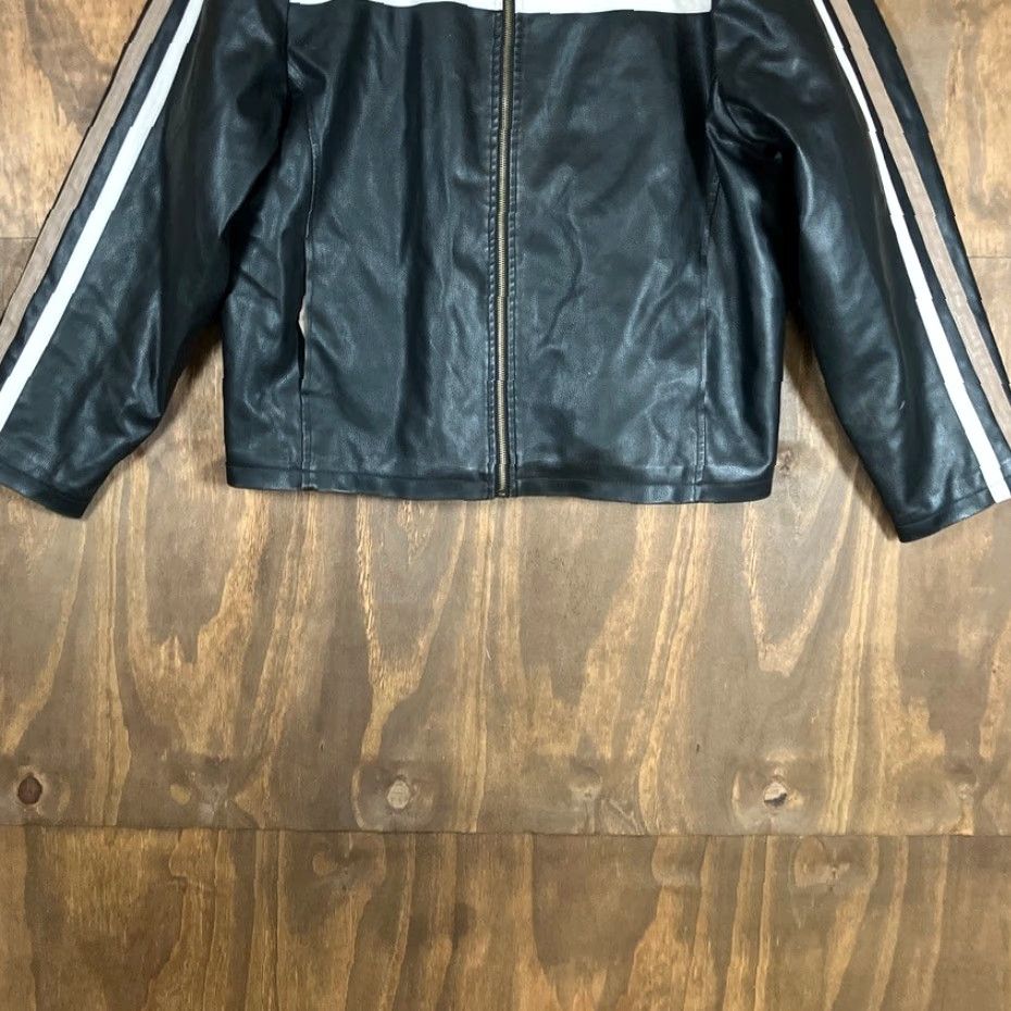 Vintage Whispering Smith Mens Jacket Black Stripes Full Zip Faux Leather Motorcycle XL Jacket Size US XL / EU 56 / 4 - 3 Thumbnail