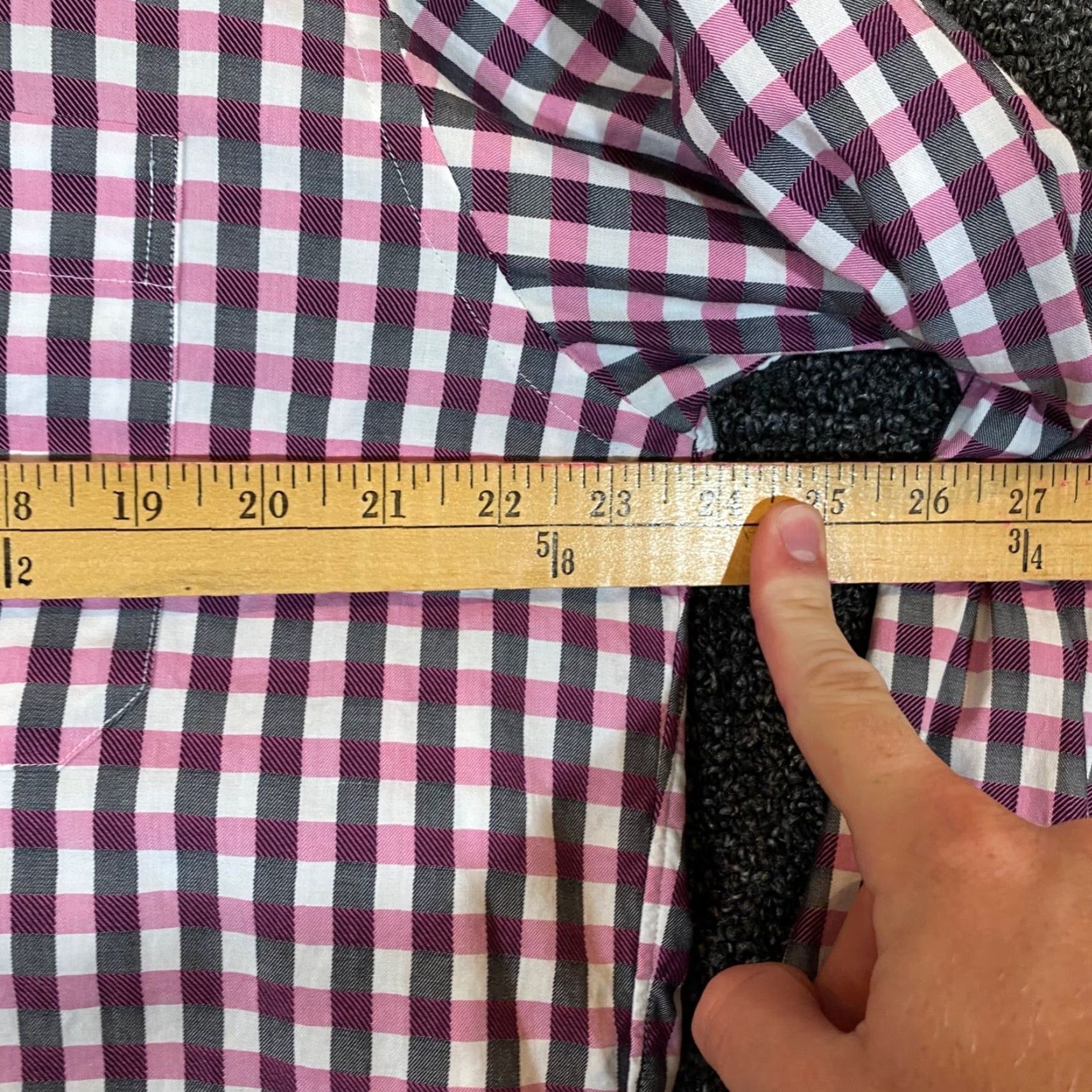 Vintage Scott Barber Shirt Mens Large Pink Gray Plaid Button-Up Dress Long Sleeve Casual Size US L / EU 52-54 / 3 - 6 Thumbnail