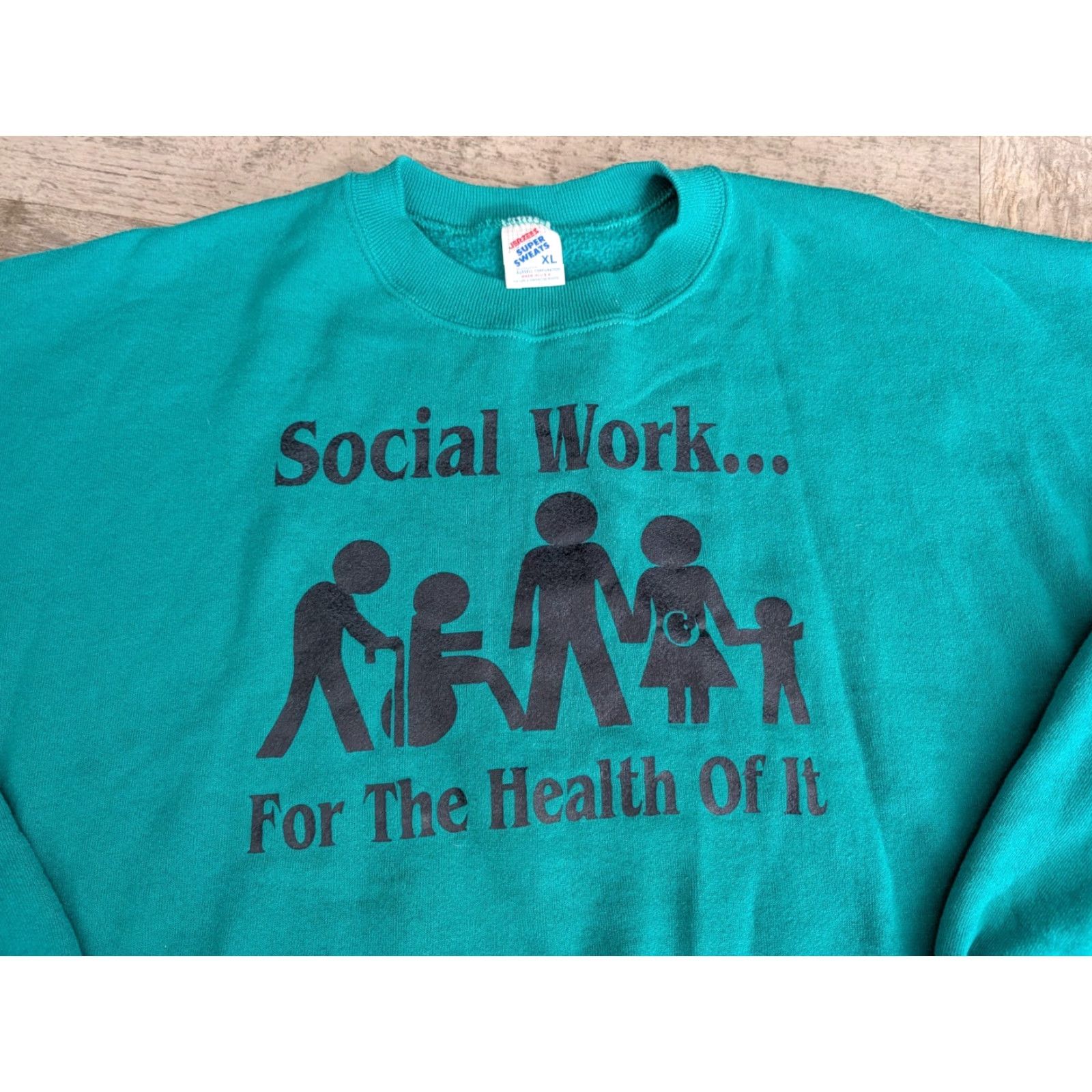 Jerzees Vtg Jerzees Super Sweats Sweatshirt USA Social Work For The Health Of It XL Size XL / US 12-14 / IT 48-50 - 2 Thumbnail