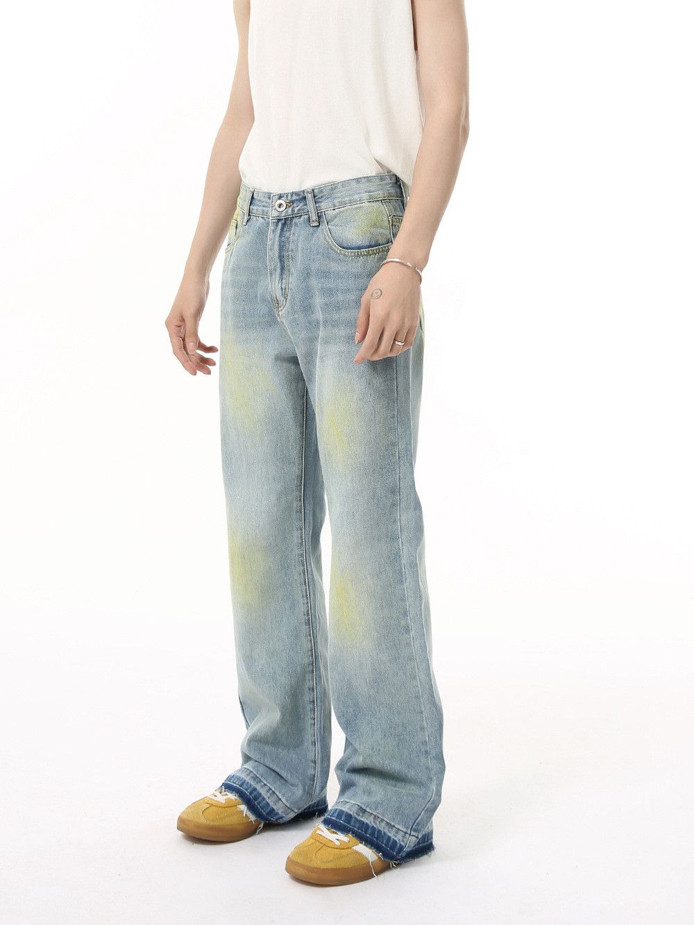 Jean Men's Japanese distressed tie-dye cleanfit flared jeans Size US 32 / EU 48 - 4 Thumbnail