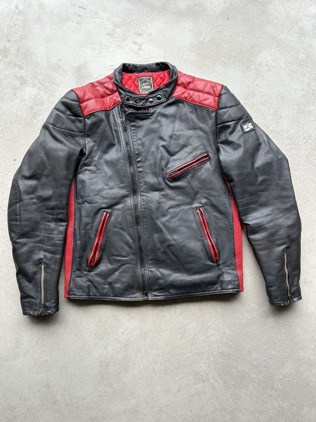 image of Leather Jacket x Racing Vintage Genuine Leather High Quality Racing Jacket Hype, Men's (Size XL)