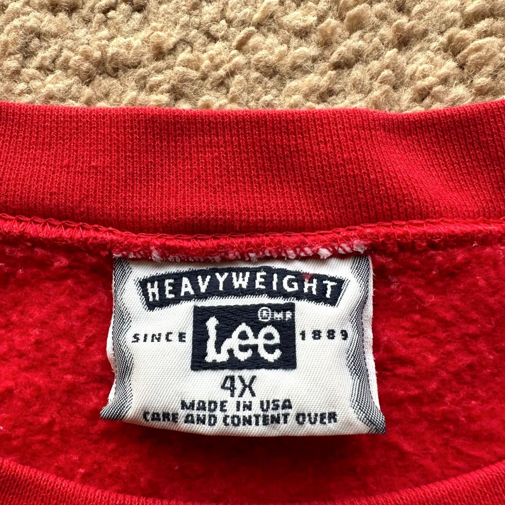 Lee VINTAGE Lee Jesus Sweater Mens 4XL Pullover Crewneck Red Long Sleeve 1997 Size US XXL / EU 58 / 5 - 5 Thumbnail