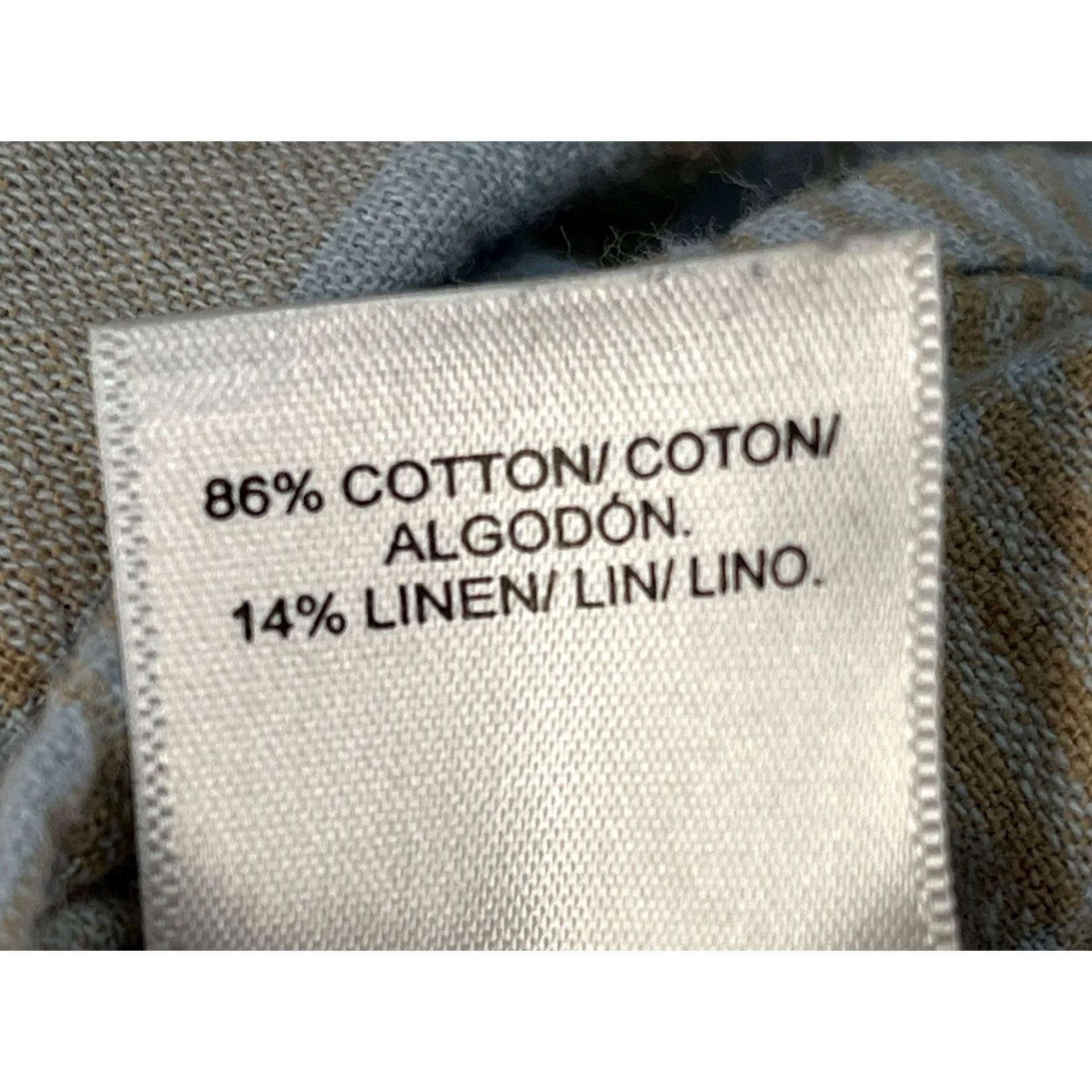 Lucky Brand Lucky Brand Linen Blend Button-Up Shirt Mens XXL 2XL Plaid Classic Fit Navy Tan Beach Outdoor Breathing Short Sleeve? Size US XXL / EU 58 / 5 - 6 Thumbnail