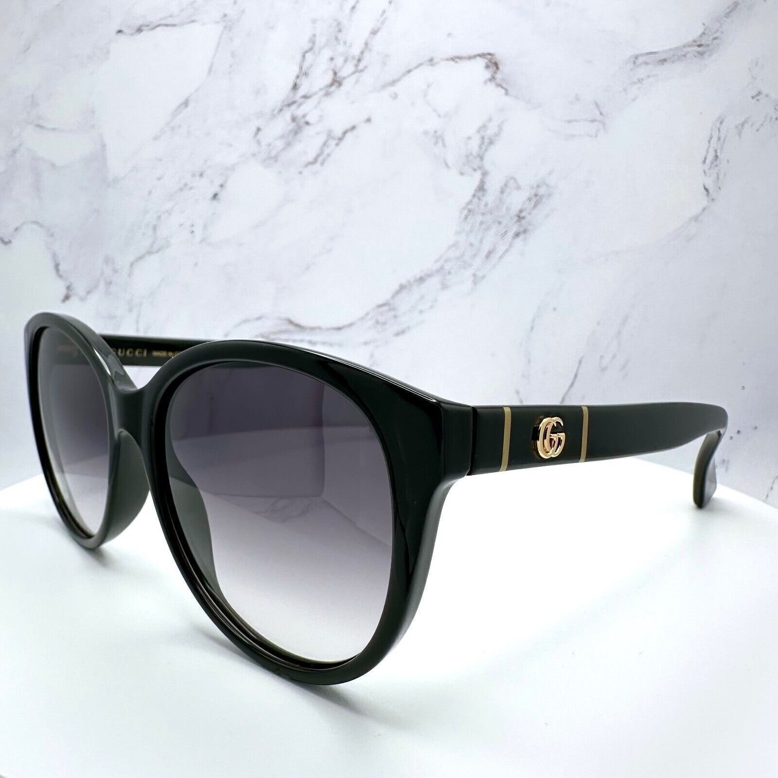 Gucci New Gucci Sunglasses Black Acetate Round Gold Metal GG Logo Size ONE SIZE - 5 Thumbnail