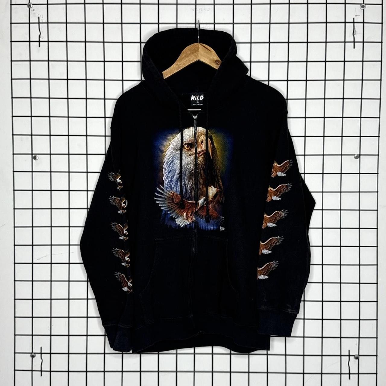 Vintage Wild black eagle zip up hoodie Size USA WILD Size US L / EU 52-54 / 3 - 1 Thumbnail
