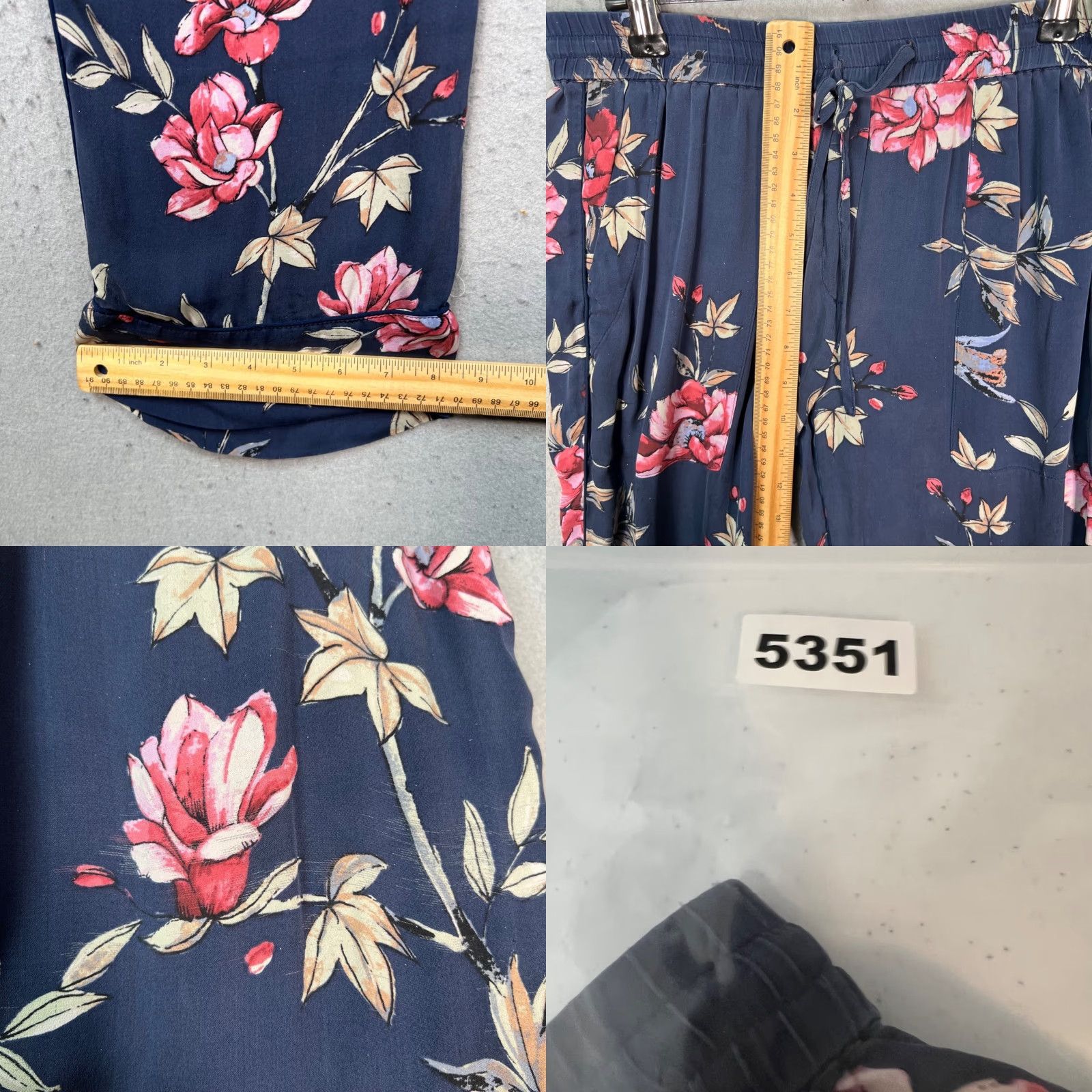 Joie Joie Womens Small Blue Floral Print Elastic Waist Lounge Pants Silk Blend Shirt Pants? Size 28" / US 6 / IT 42 - 8 Thumbnail