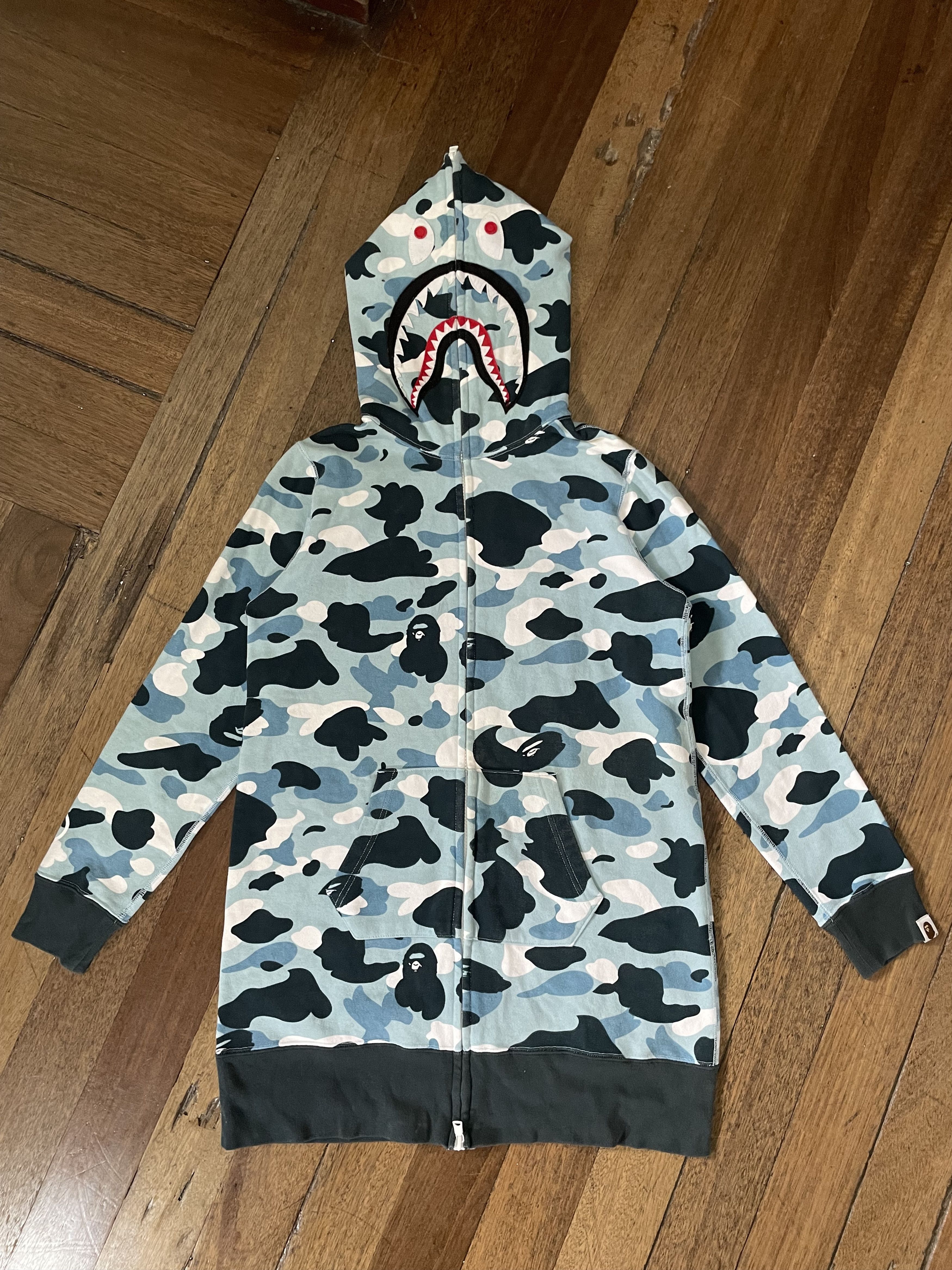image of Bape Marine Camo Shark Zip Dress Onepiece - 2018 in Light Blue, Women's (Size XS)