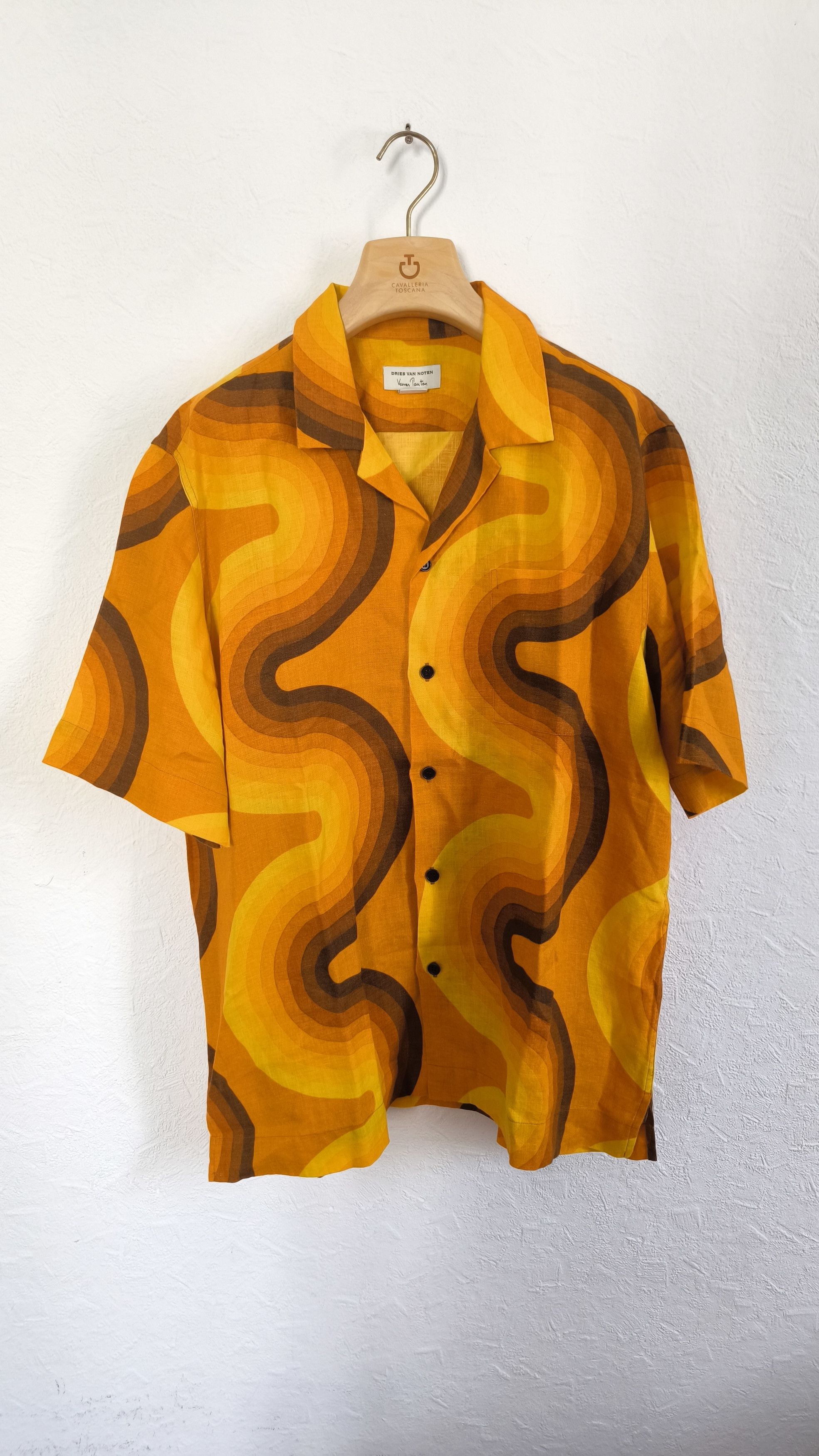 Dries Van Noten Verner Panton Linen Wave Print Carlton Shirt Dries Van Noten Verner Panton Linen Wave Print Carlton Shirt
