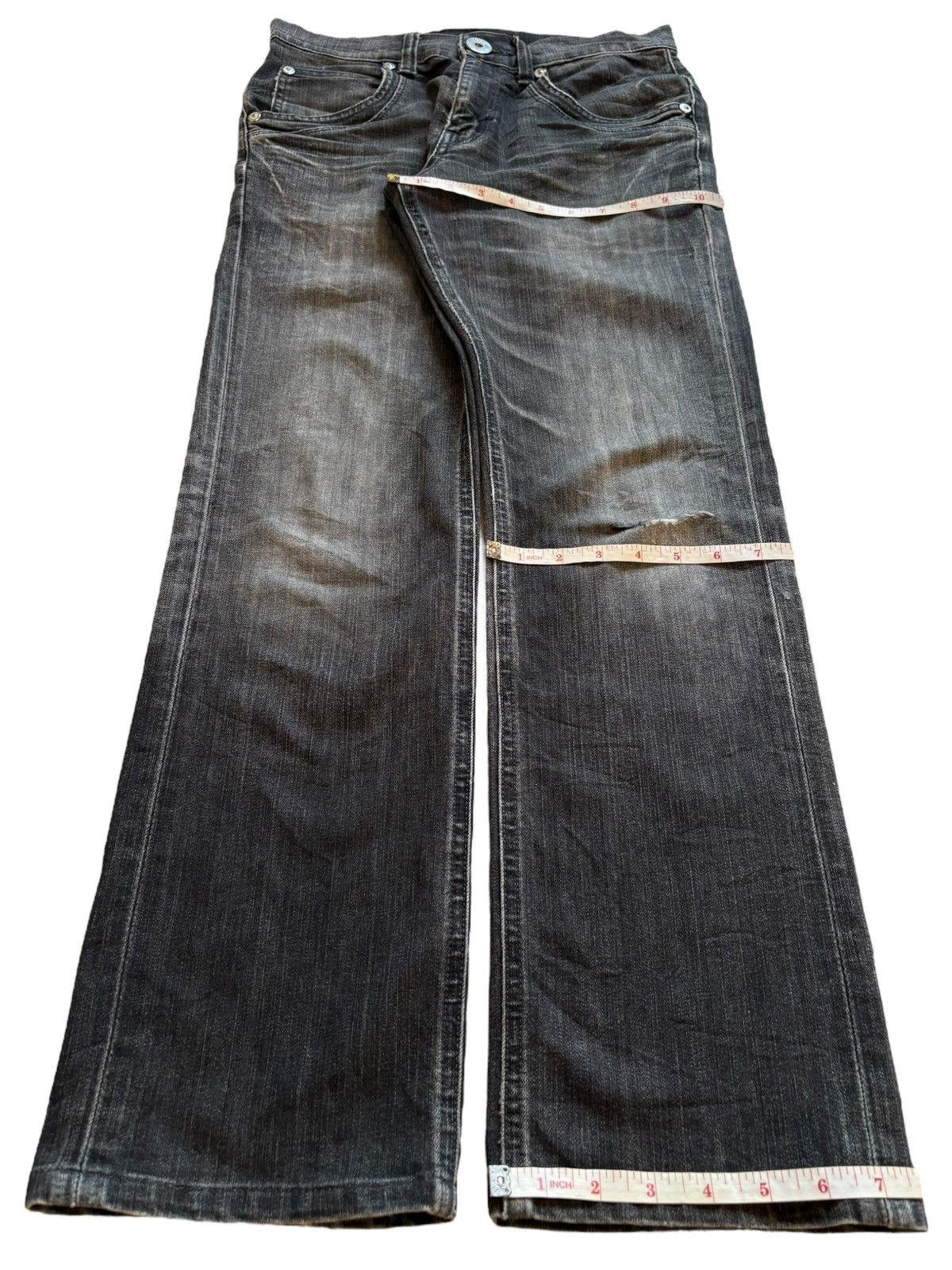 Lee Vintage Lee Mud Wash Buckle Back Distressed Rip Loose Jeans Size US 30 / EU 46 - 14 Thumbnail