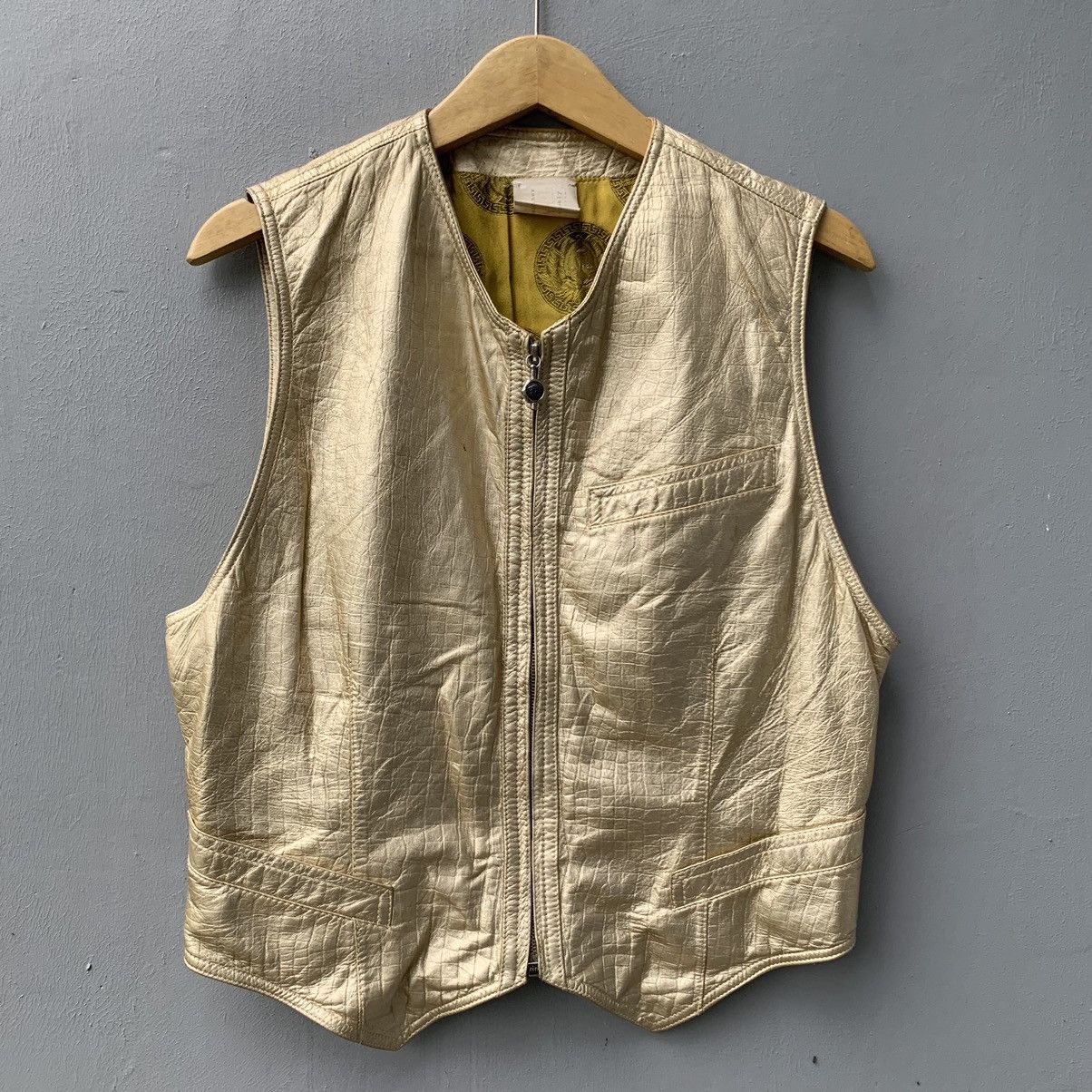 RARE VINTAGE GIANNI VERSACE LEATHER GOLD VEST