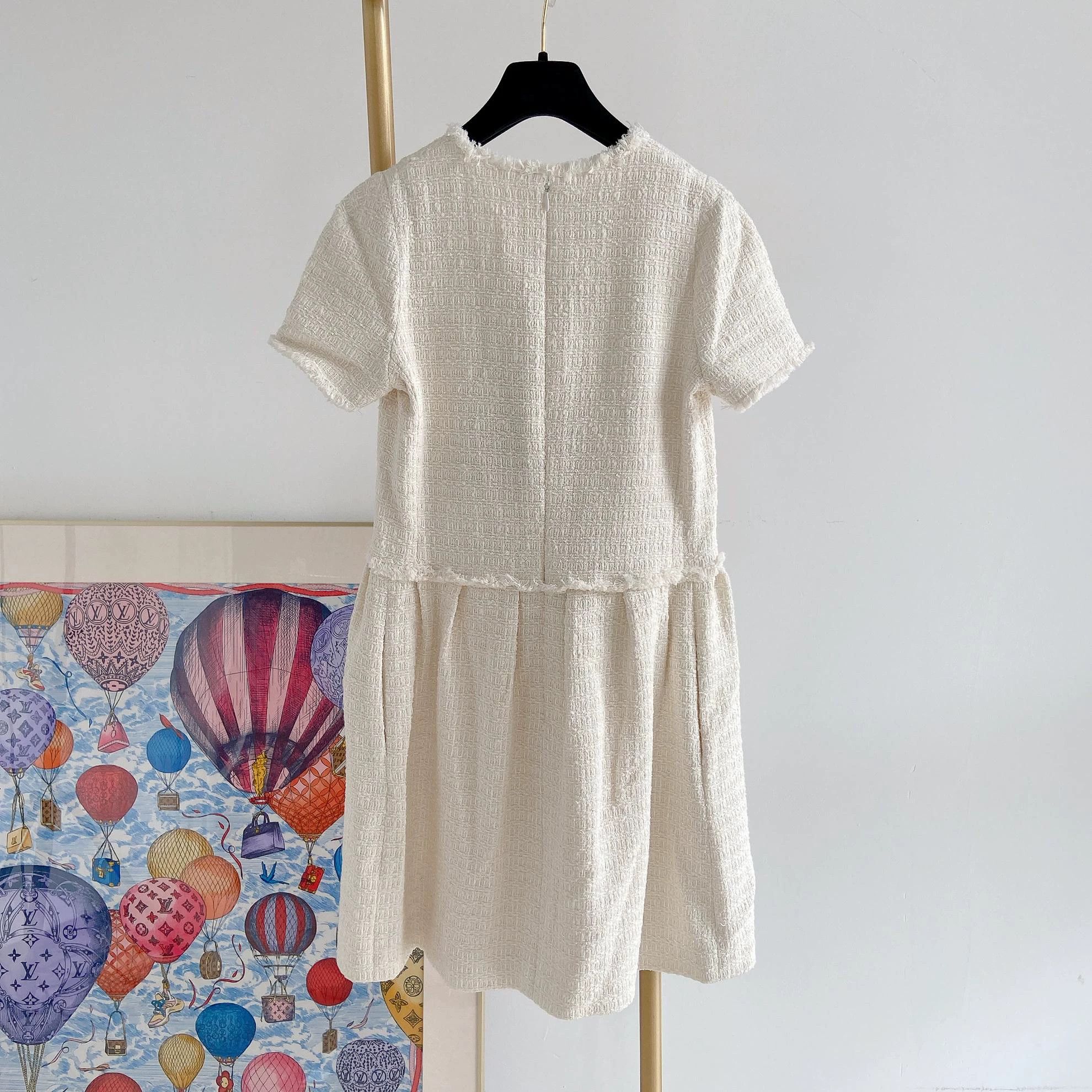 Other Edward Achour Paris White Tweed Dress 36 Size XS / US 0-2 / IT 36-38 - 3 Thumbnail
