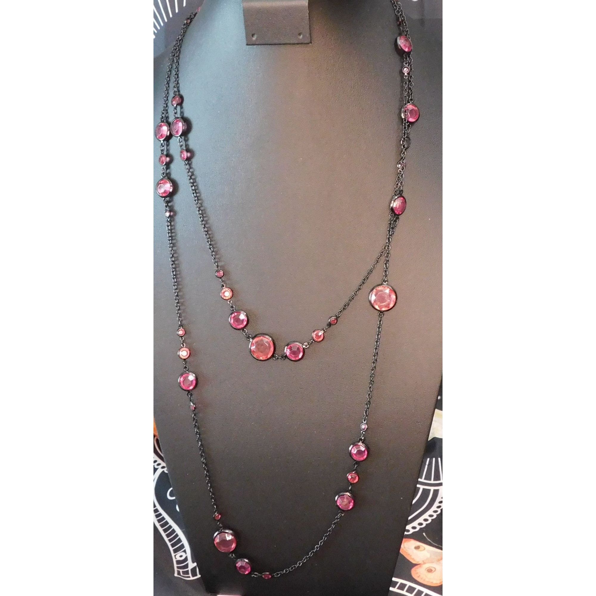 Other Gothic Gemmed Opera Necklace With Pink Gem Stations Size ONE SIZE - 4 Thumbnail