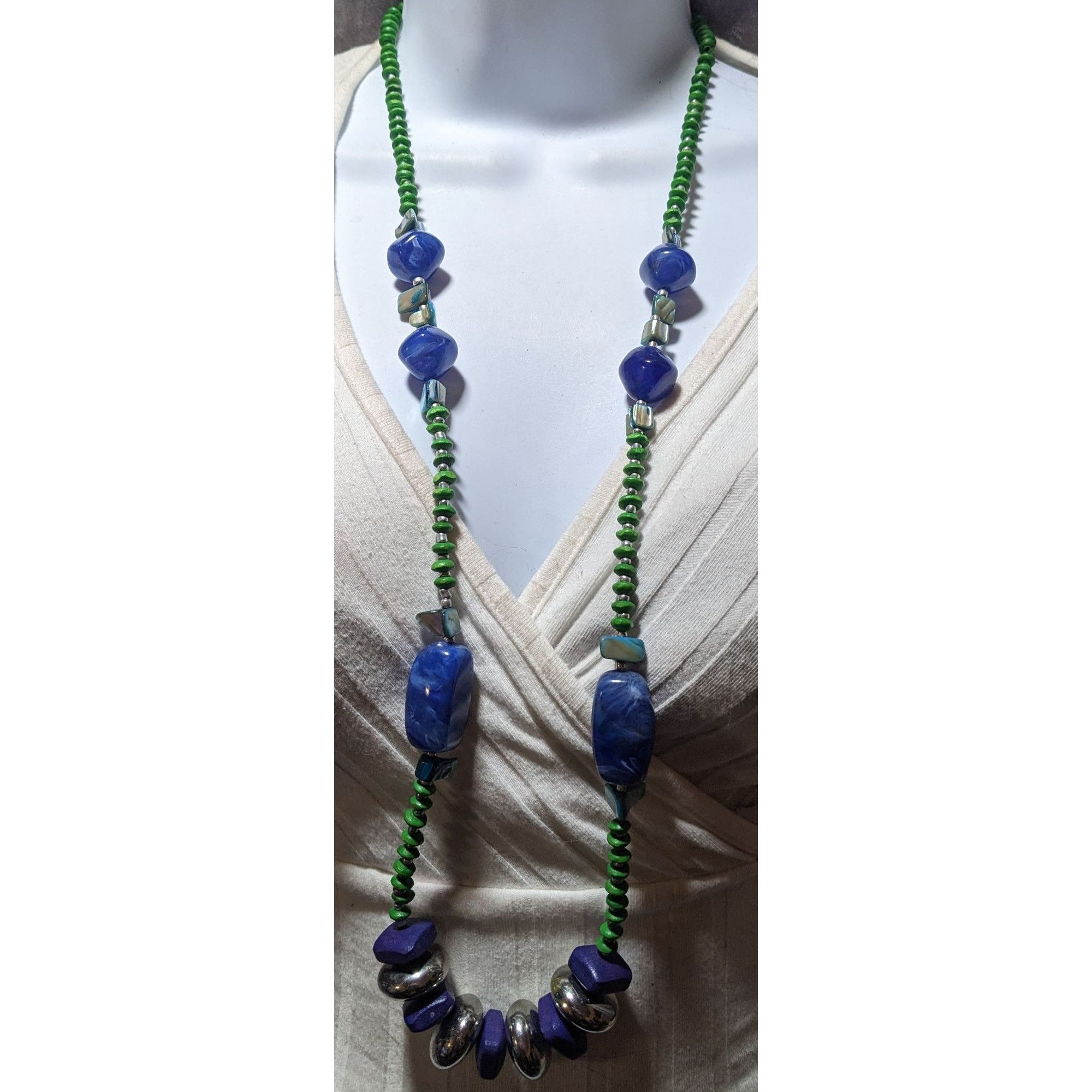 Chicos Chico's Long Blue And Green Beaded Necklace Size ONE SIZE - 5 Thumbnail