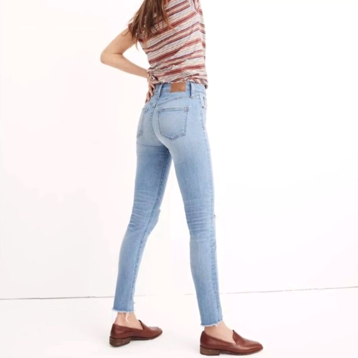 Madewell Madewell 9" High-Rise Skinny Jeans Ontario Wash Distressed-Hem Edition 23 Womens Jeans Blue Skinny Distressed 9" Regular 23 Size 40" / US 18 - 7 Thumbnail