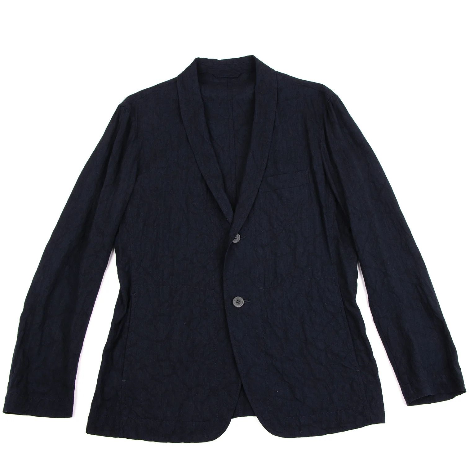 Issey Miyake Linen Blend Shawl Collar Jacket in Dark Blue Size US S / EU 44-46 / 1 - 1 Thumbnail