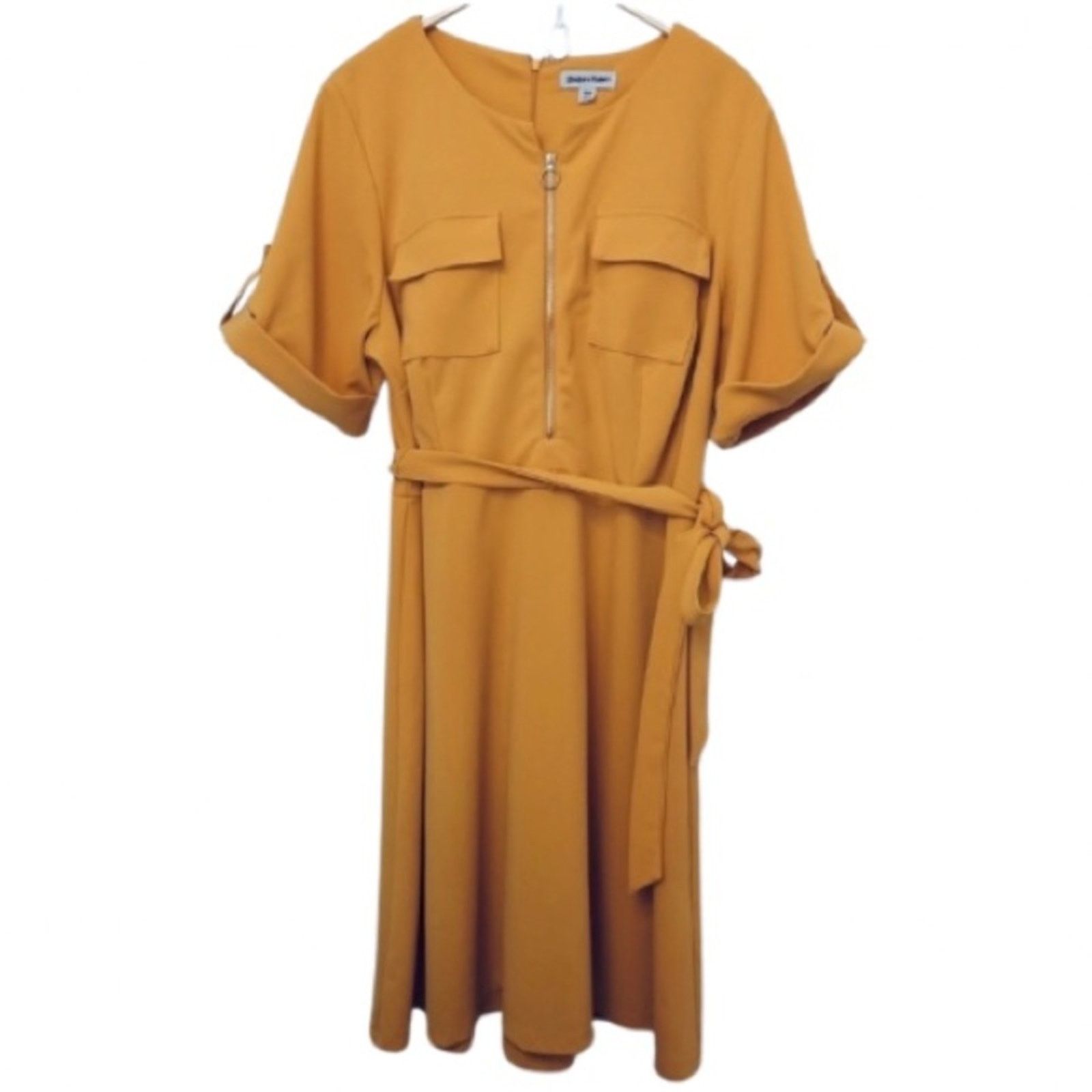 Other Shelby and Palmer Mustard Yellow Fit and Flare Zip Dress Size XXL / US 16-18 / IT 52-54 - 1 Thumbnail