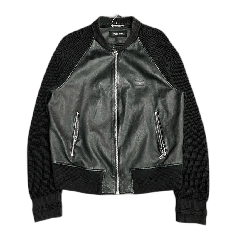 Dolce & Gabbana Dolce&Gabbana Leather Knit Jacket Size 56 Size US XXL / EU 58 / 5 - 1 Thumbnail
