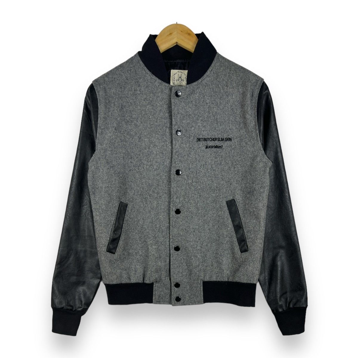 Japanese Brand 🔥 BLUE BANNY Diet Butcher Slim Skin leather varsity jacket Size S / US 4 / IT 40 - 2 Thumbnail