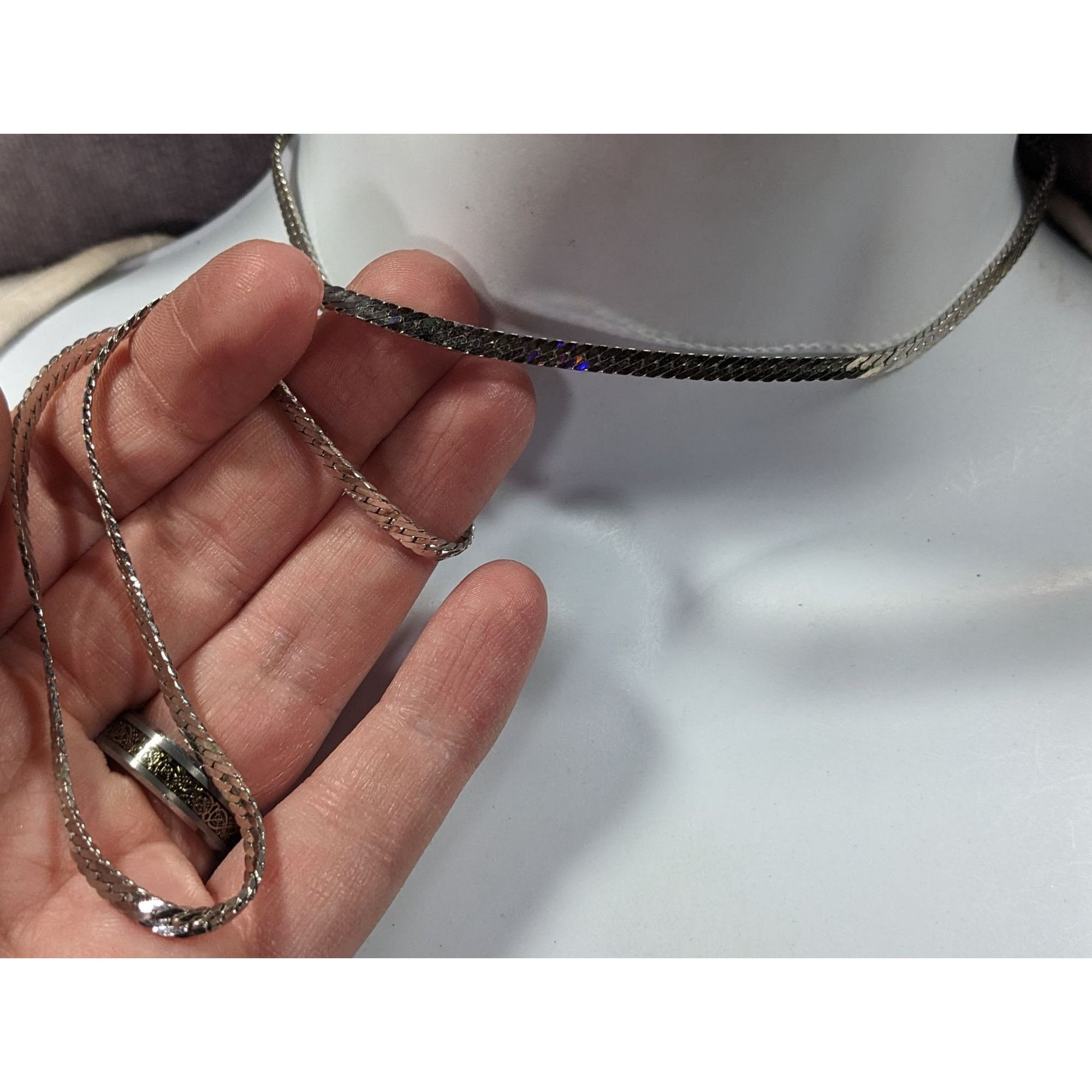 Monet Vintage Monet Herringbone Silver Tone Chain Necklace Size ONE SIZE - 3 Thumbnail