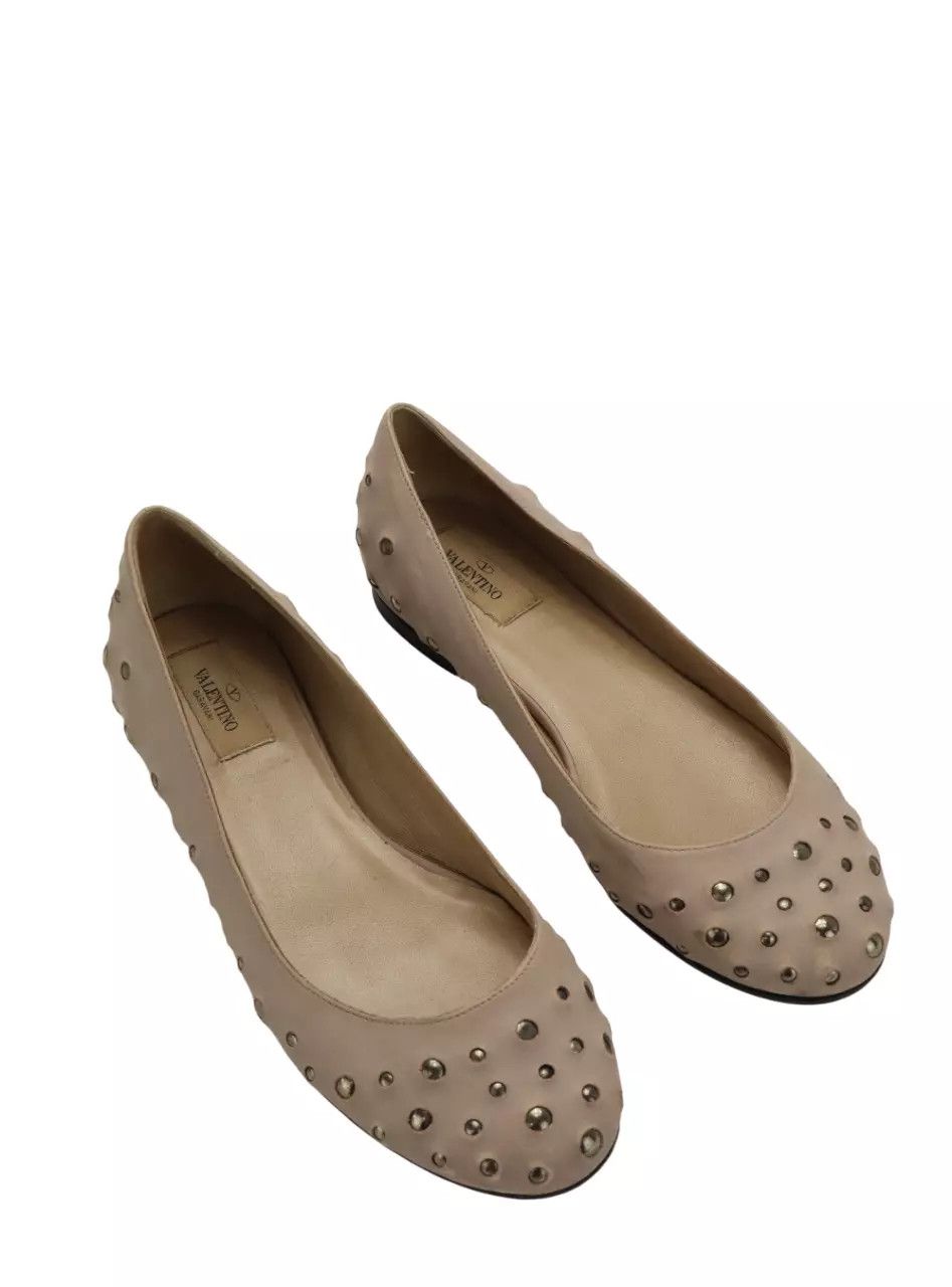 Valentino VALENTINO Shoes Women's EU 37 Leather Studs Ballerina Flat Size US 7 / IT 37 - 1 Thumbnail