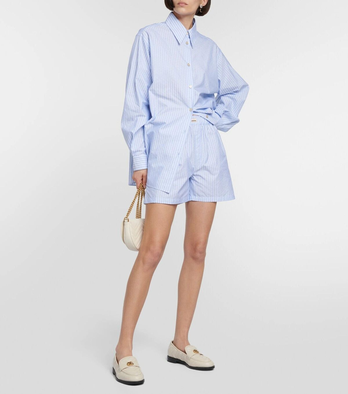 Gucci oc11z0126 Cotton Poplin Shorts In Blue Size 26" / US 2 / IT 38 - 4 Thumbnail