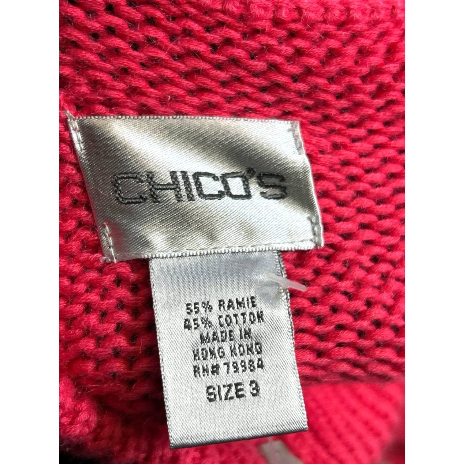 Vintage Chico's Jacket Womens XL Pink Knit Full Zip New Size XL / US 12-14 / IT 48-50 - 3 Thumbnail