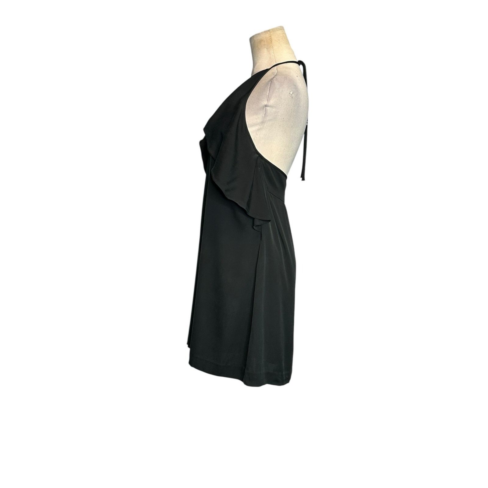 Theory Theory Black Silk Ruffle Open Back Slip Halter Dress Size 2 Size XS / US 0-2 / IT 36-38 - 15 Thumbnail