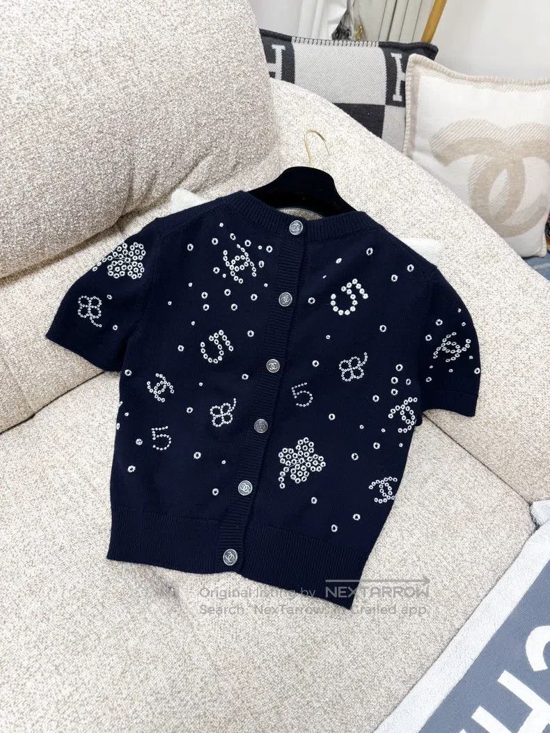 Chanel Chanel 23P dark blue printed short sleeves Size XS / US 0-2 / IT 36-38 - 4 Thumbnail