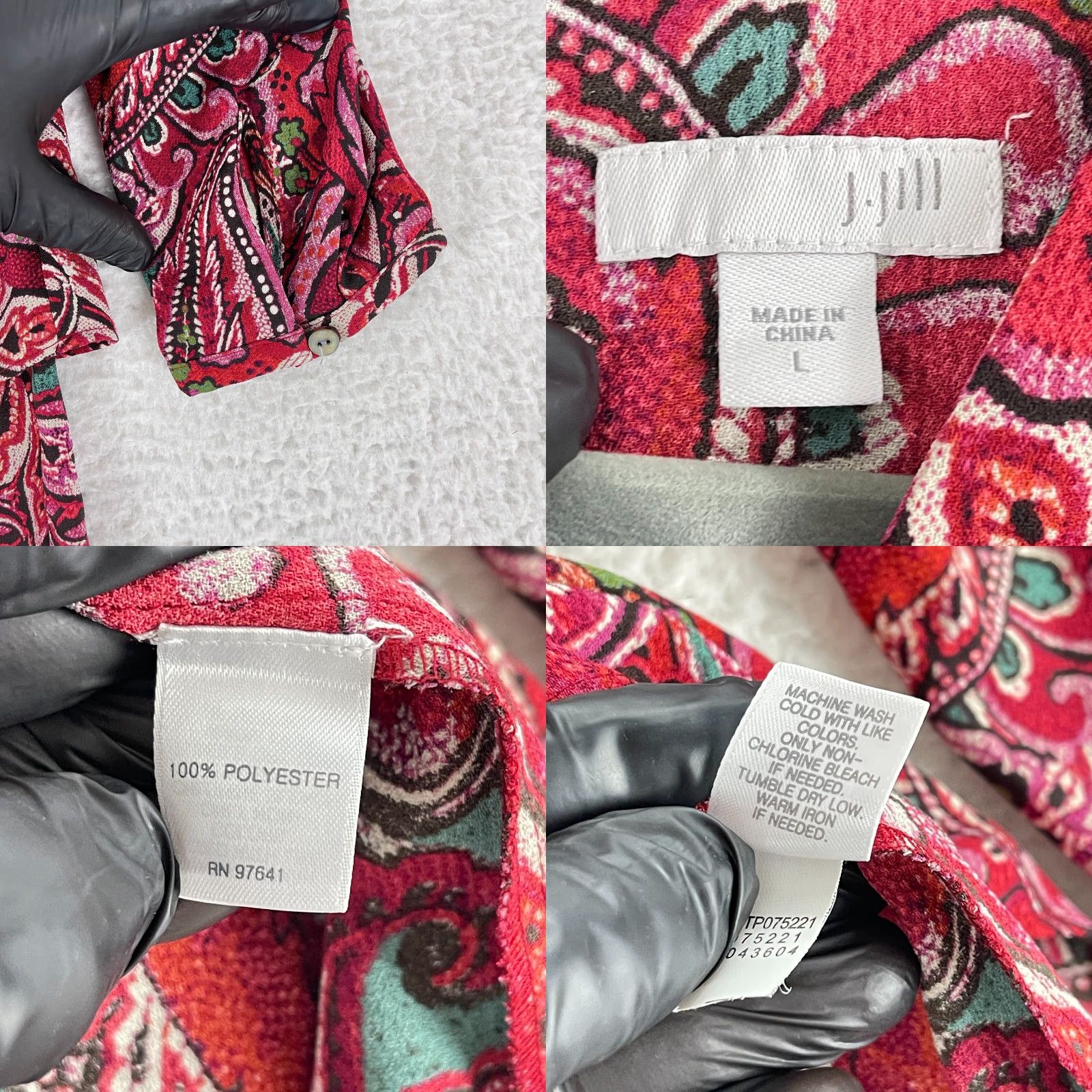 J. Jill J. Jill Shirt Women Large Red Paisley Print Tiered Long Sleeve Round Neck Casual Size L / US 10 / IT 46 - 8 Thumbnail
