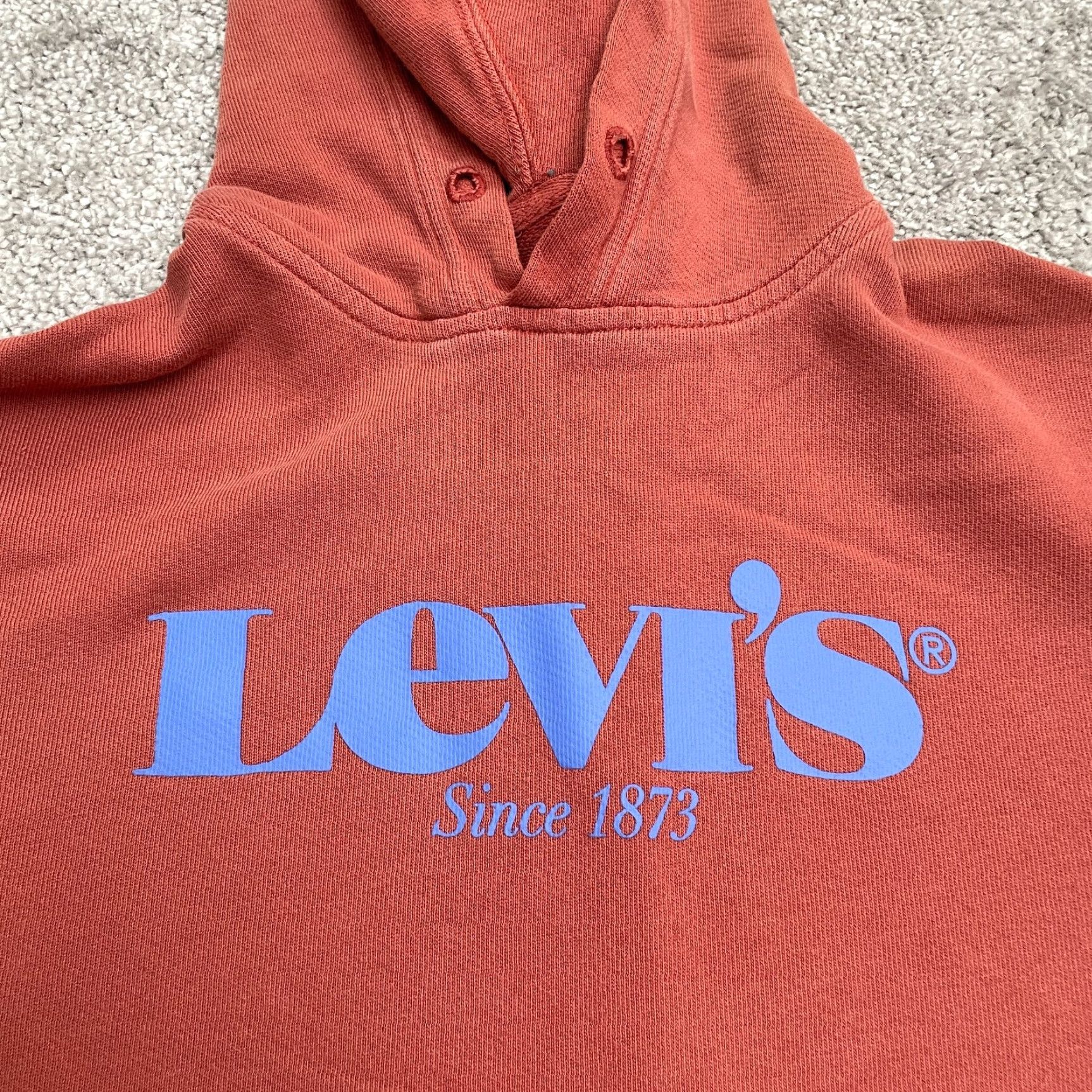 Levi's Levi's Hoodie Pullover Mens M Orange Graphic Print Hooded Relaxed Fit Casual Sweatshirt Size US M / EU 48-50 / 2 - 4 Thumbnail