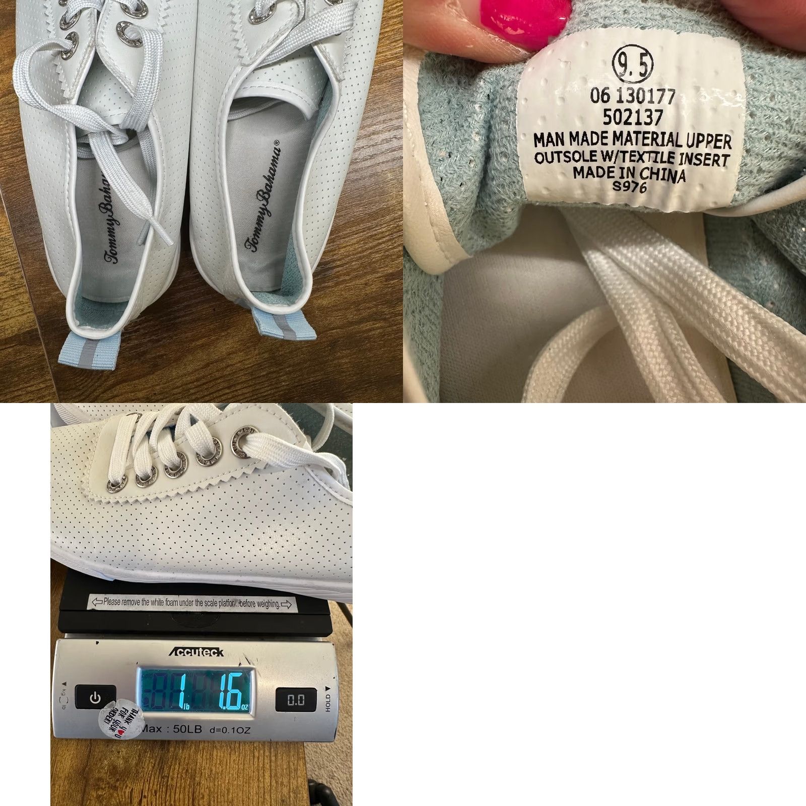 Tommy Bahama Tommy Bahama Womens White Perforated Low Top Lace Up Sneakers Scalloped Edge Shoes Gallery Brown? Size L / US 10 / IT 46 - 8 Thumbnail