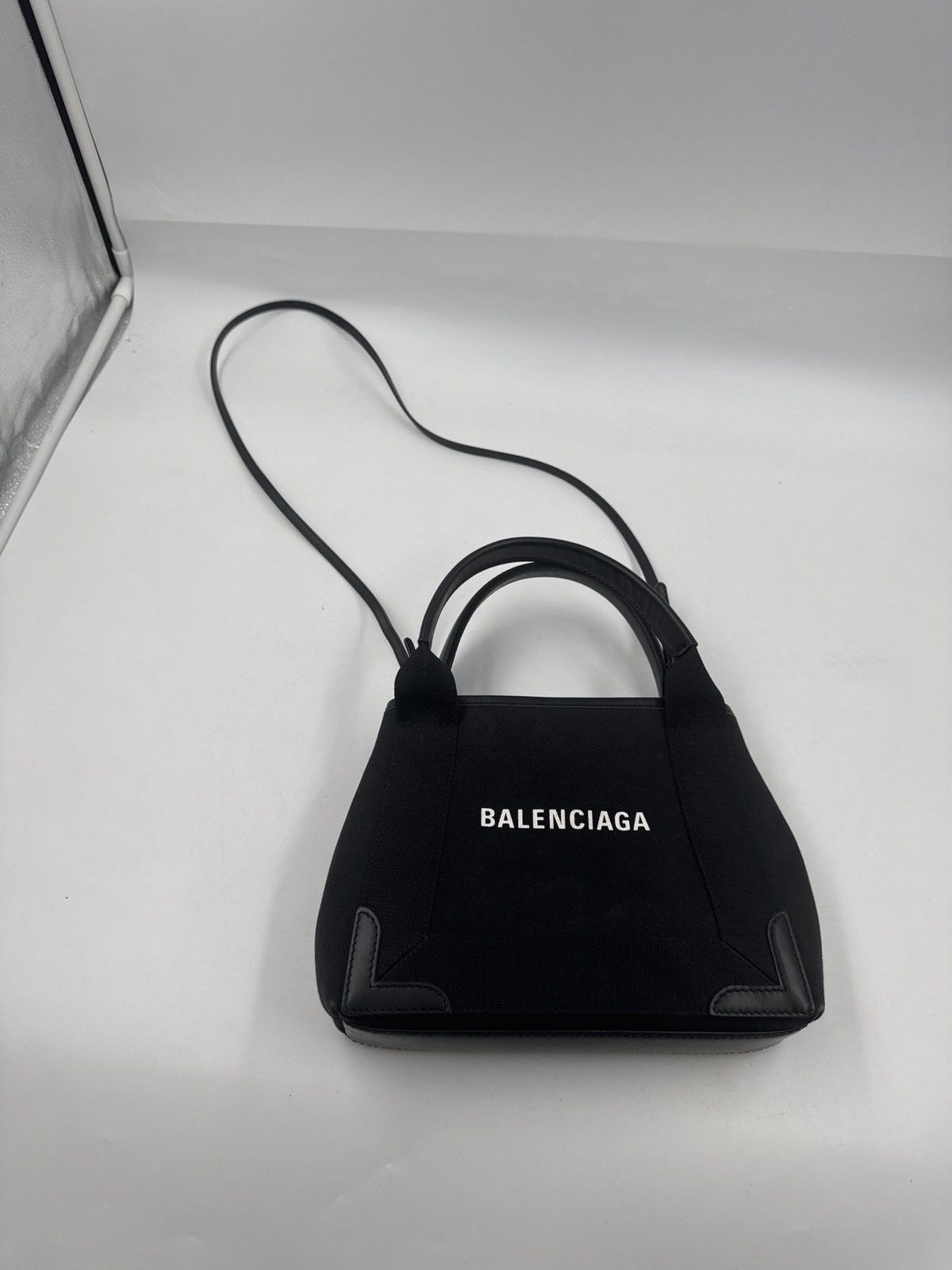 Balenciaga Shoulder Bag Leather Genuine Cabas Black Tote, Women's