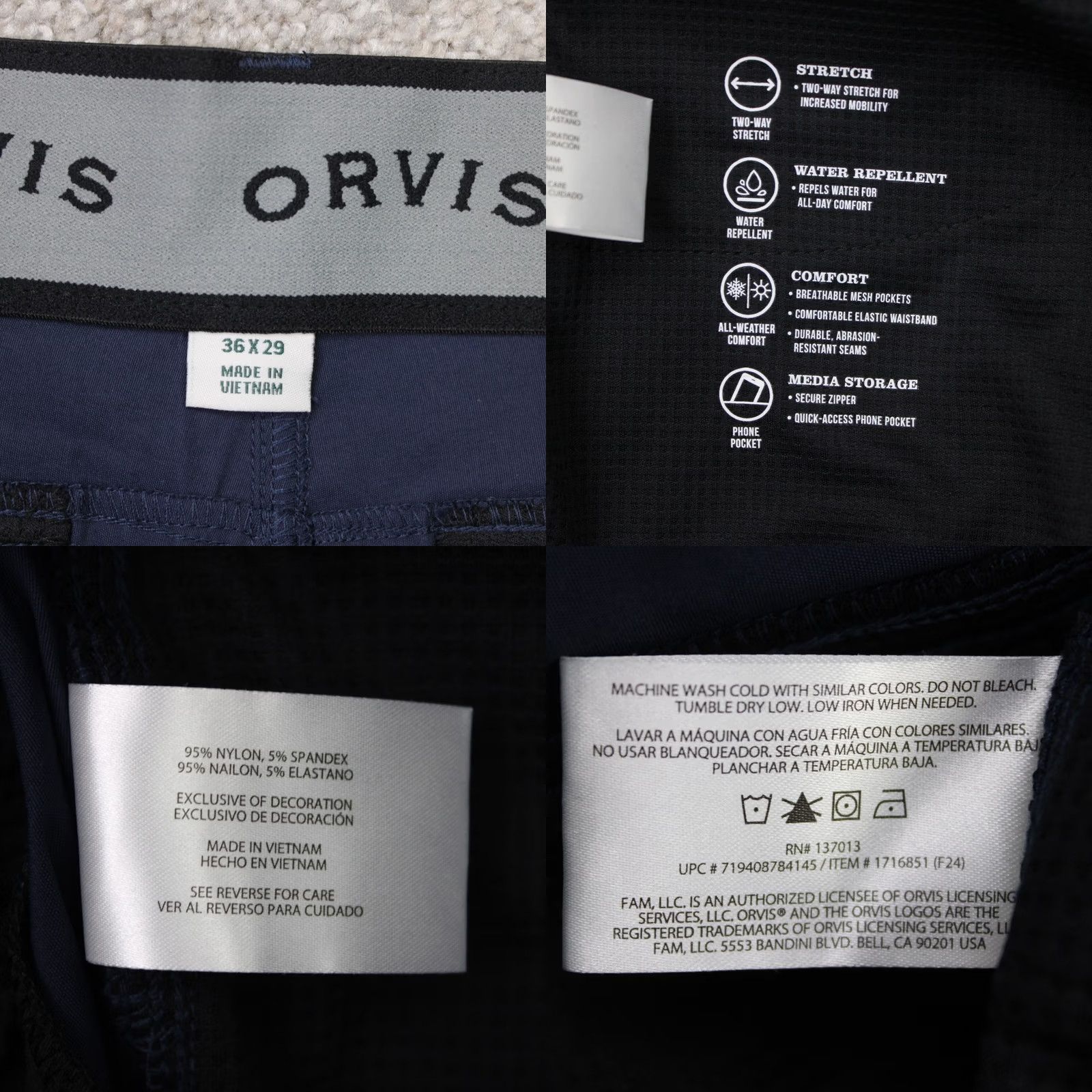 Orvis Orvis Tech Pants Mens 36x29 Blue Water Repellent Cargo Gorpcore Work Stretch Pants Size US 36 / EU 52 - 9 Thumbnail